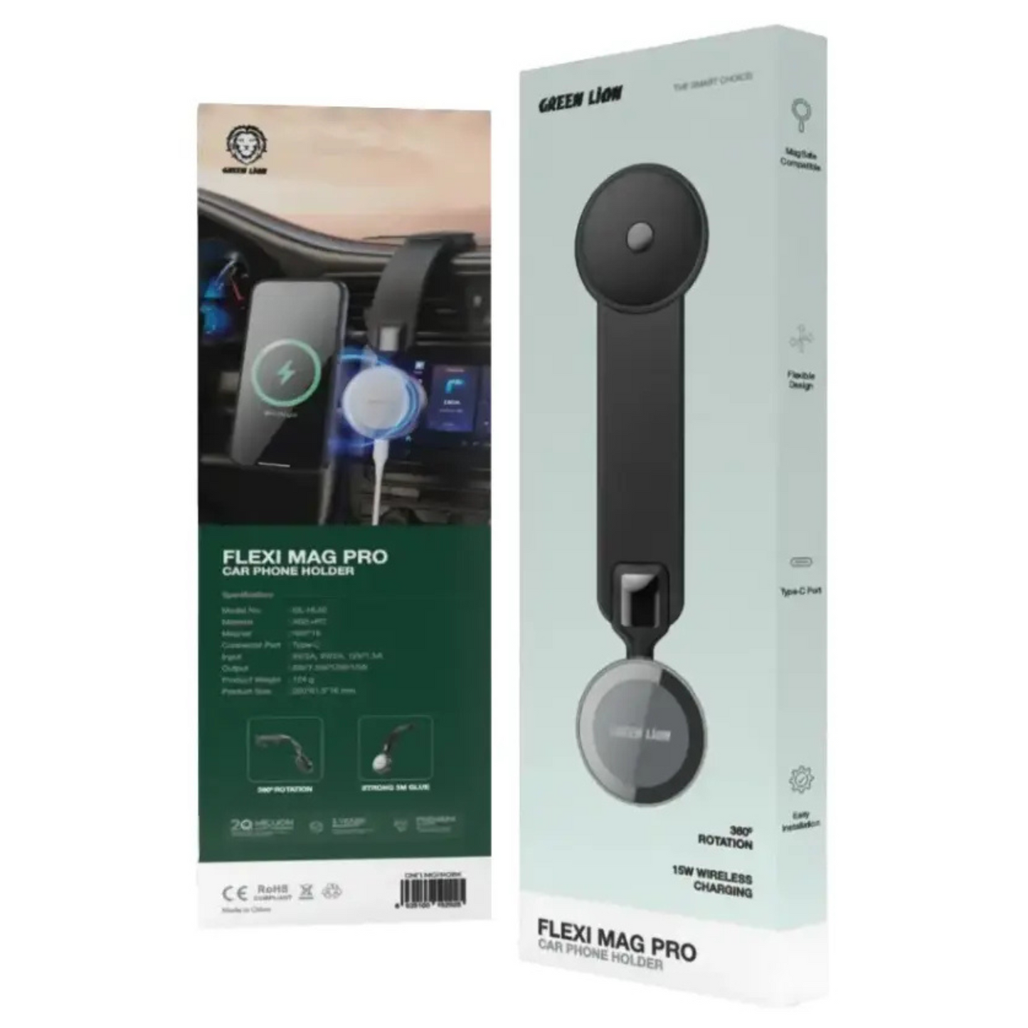 Green Lion Flexi Mag Pro Car Phone Holder - Black