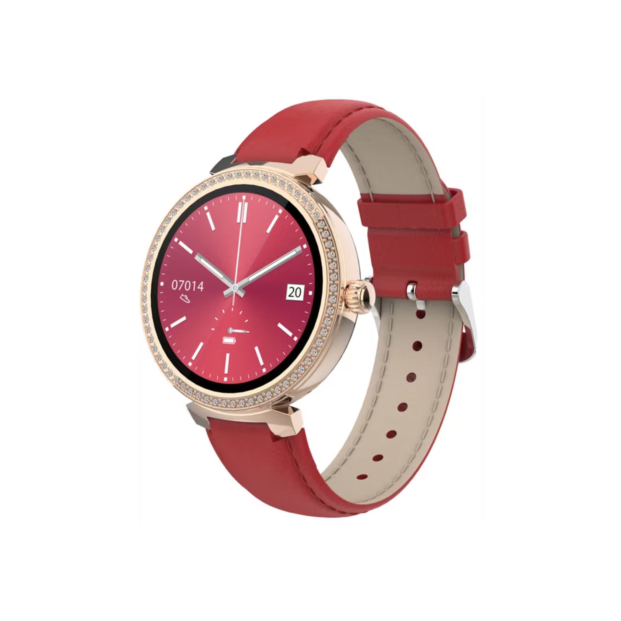 Smartwatch with a red strap on a white background