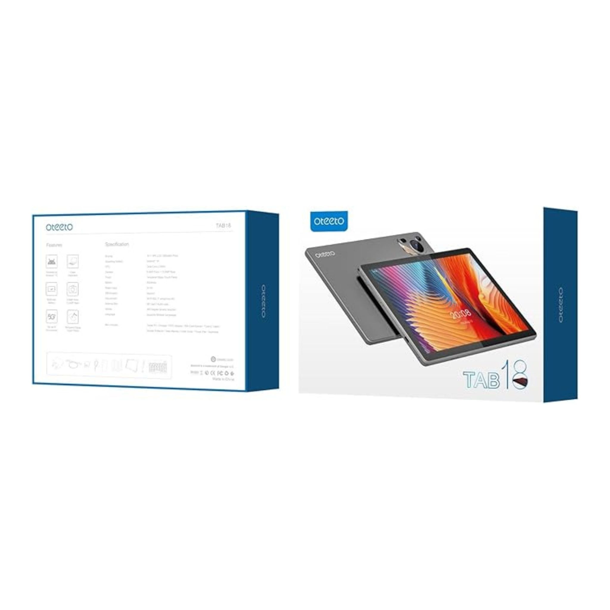 Oppo tablet and packaging on a white background