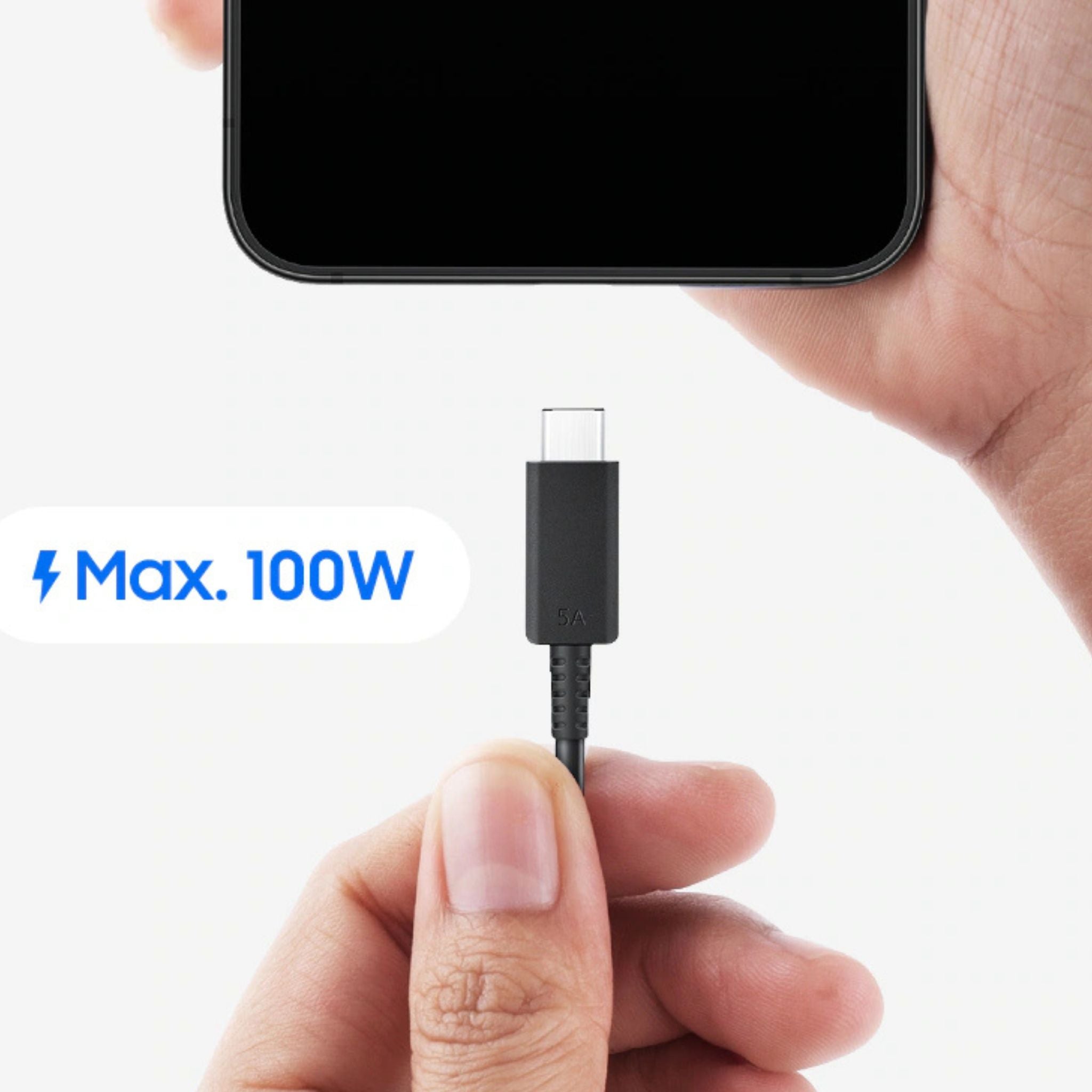 SAMSUNG USB-C to USB-C 5A 1.8M Cable, Super Fast Charging 2.0, Max 45W, Max 5A Current, Up to 480Mb/s Data Transfer Speed - Black