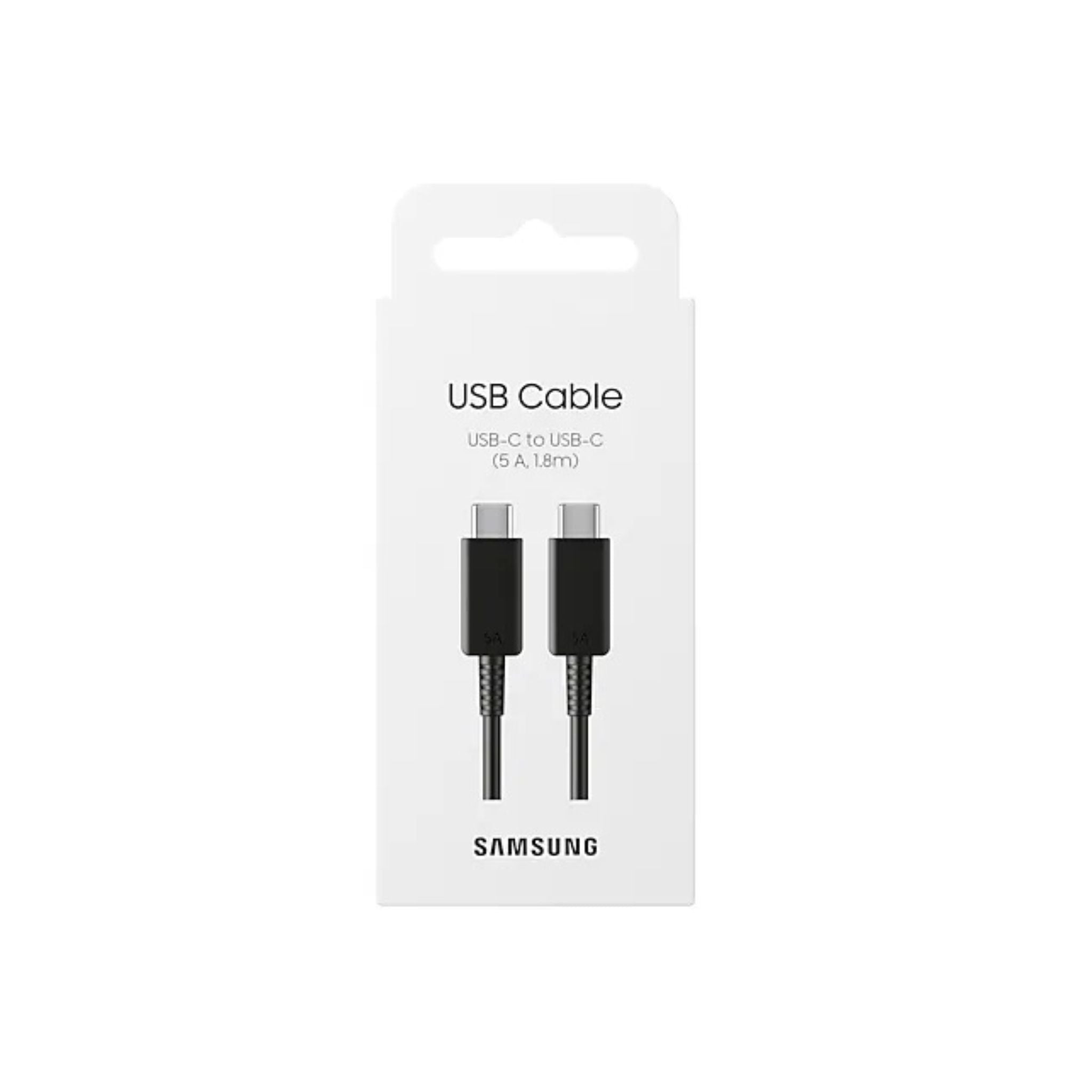SAMSUNG USB-C to USB-C 5A 1.8M Cable, Super Fast Charging 2.0, Max 45W, Max 5A Current, Up to 480Mb/s Data Transfer Speed - Black
