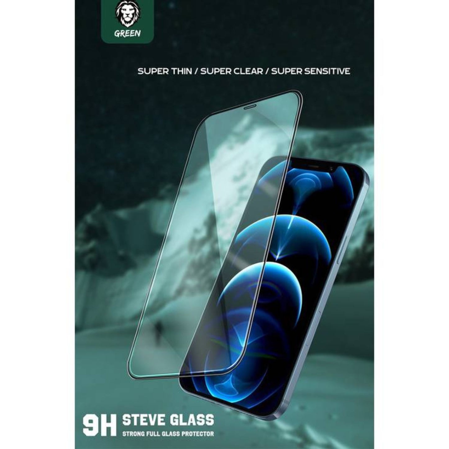 Green Lion 9H Steve HD Glass Protector for iPhone 12 / 12 Pro ( 6.1" ), Anti Scratch & Anti-Finger Print, Highly Responsive, Grease Resistance, Bubble Free - Clear