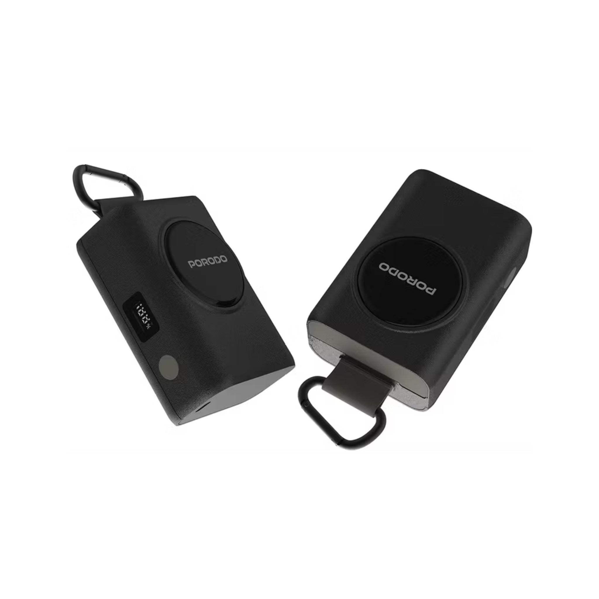 Porodo 10000mAh Power Bank with 70cm Retractable Type-C Cable, 45W Power Delivery, Built-in Safeguards, Digital Display, 0-40°C Operating Temperature - Black