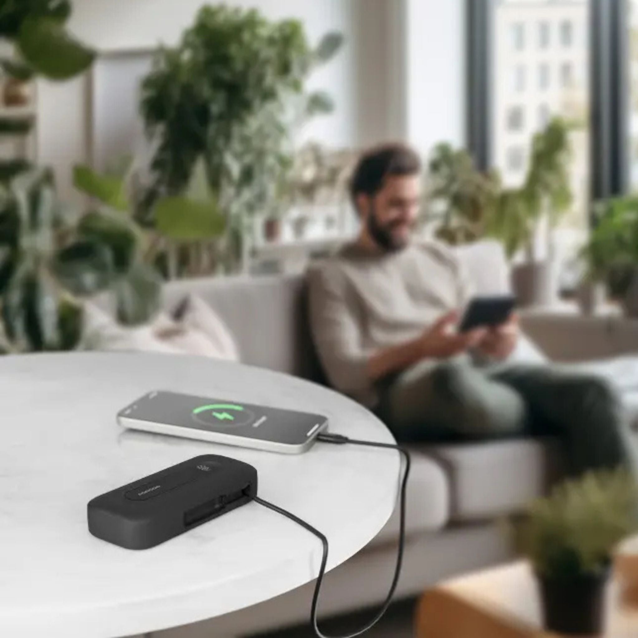 Porodo 10000mAh Power Bank with Type-C Port & Integrated Type-C Cable, Digital Display, PD 30W, Lightweight & Portable - Black