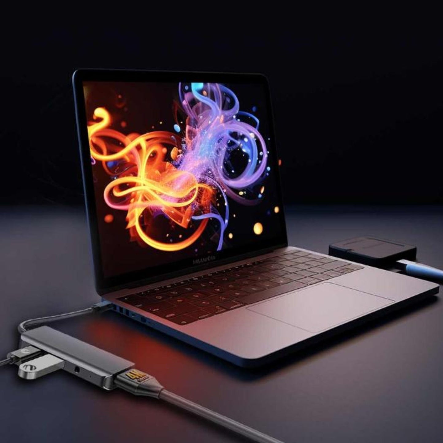 Porodo 4in1 USB-C Hub Type-C PD 100W HDMI USB 3.5mm Aux - Grey