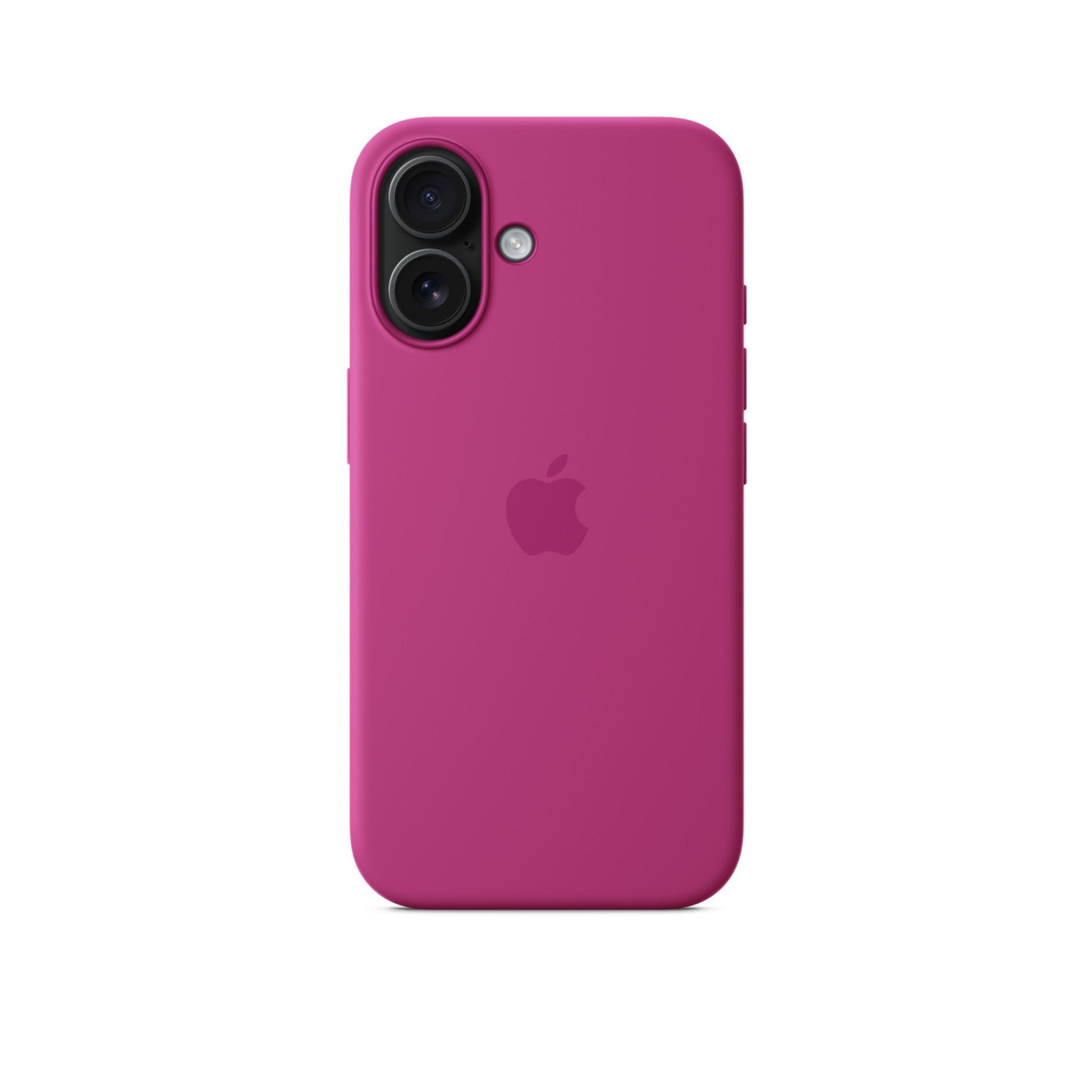 Fuchsia silicone case for iPhone with MagSafe technology.