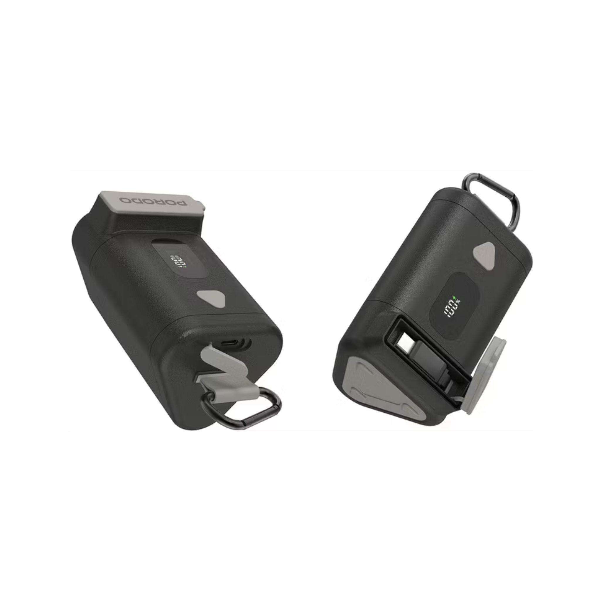 Porodo 15000mAh Power Bank with 70cm Retractable Type-C Cable, 65W Power Delivery, Built-in Safeguards, Digital Display, 0-40°C Operating Temperature - Black