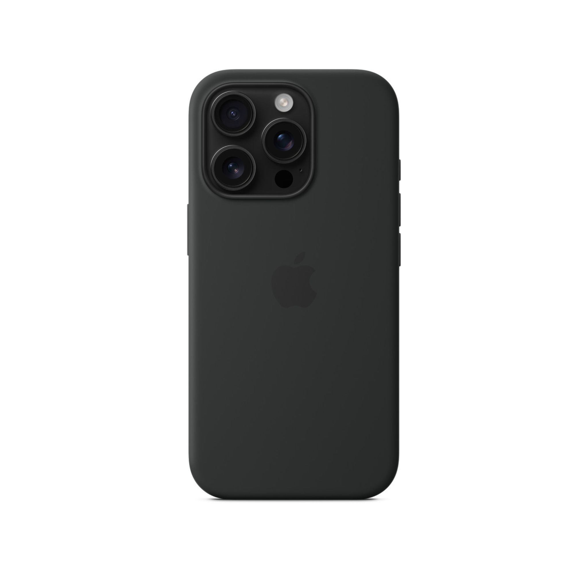 Black silicone case for iPhone 16 Pro with MagSafe technology.