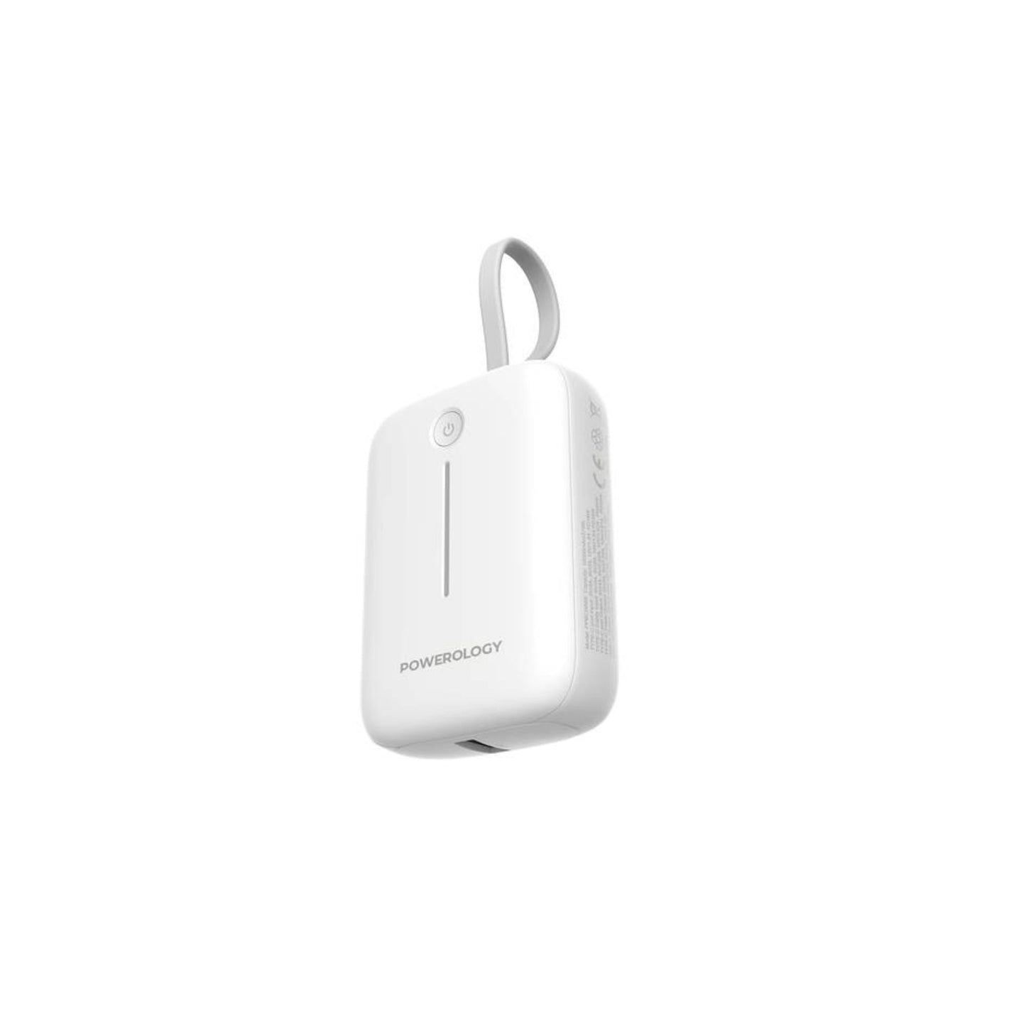 Powerology 10000mAh Power Bank with Detachable USB-C Wire, 20W Power Delivery, 3-Device Charging, Long Time Standby, Universal Phone Compatibility, Built-in Safeguards - White