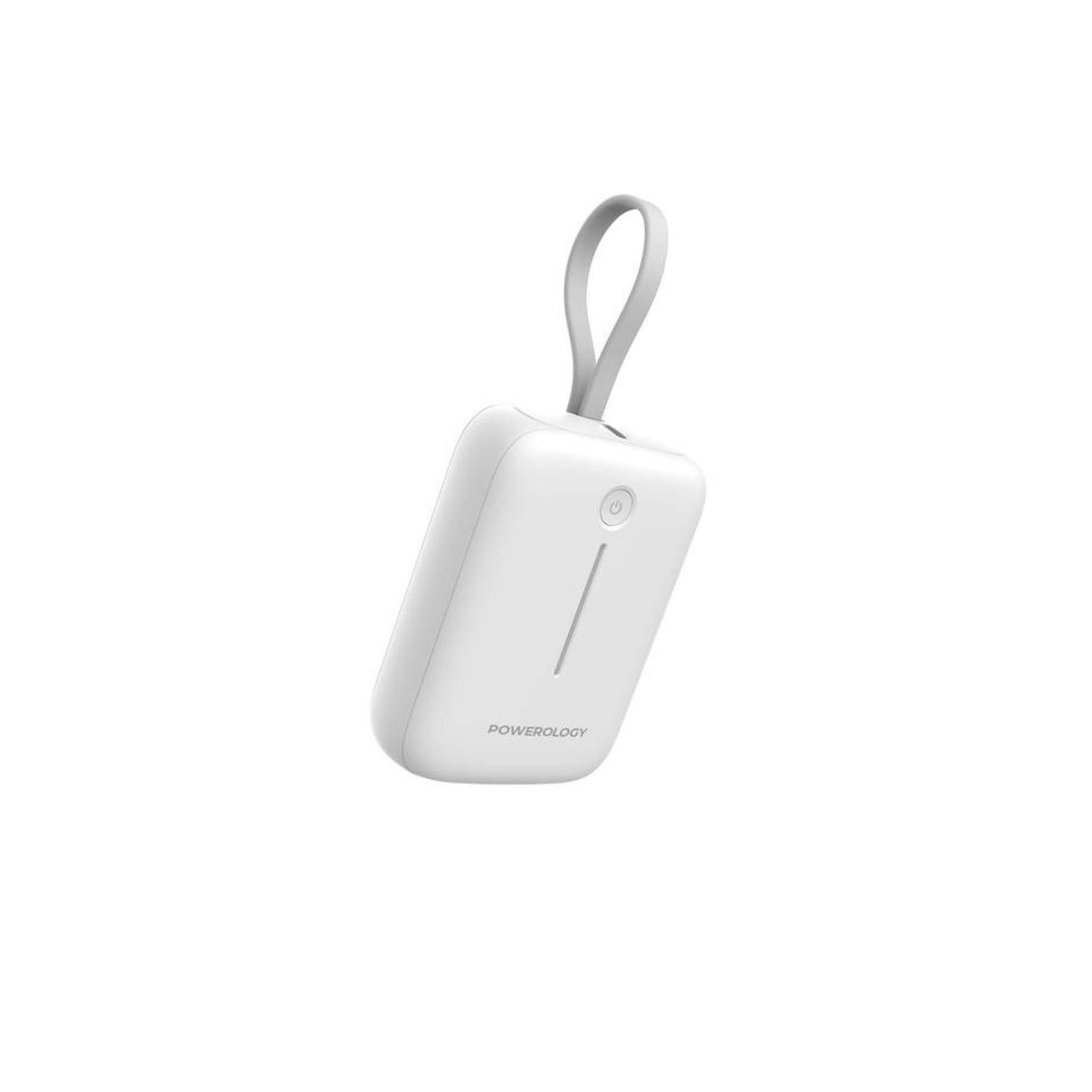 Powerology 10000mAh Power Bank with Detachable USB-C Wire, 20W Power Delivery, 3-Device Charging, Long Time Standby, Universal Phone Compatibility, Built-in Safeguards - White