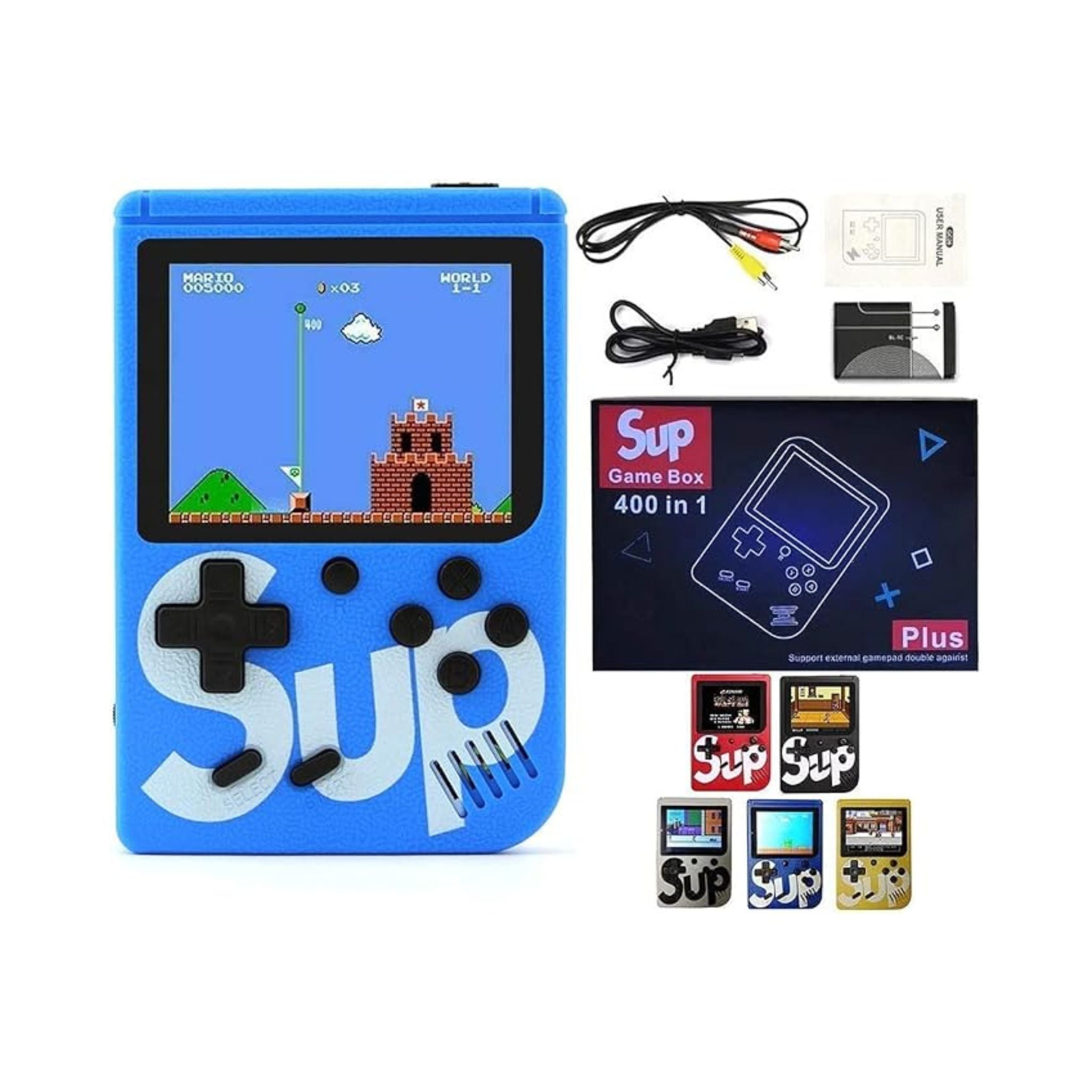 Sulfar Sup Game Box 400-in-1 Retro Portable Mini Handheld Game Console, 3.0" Display – Red