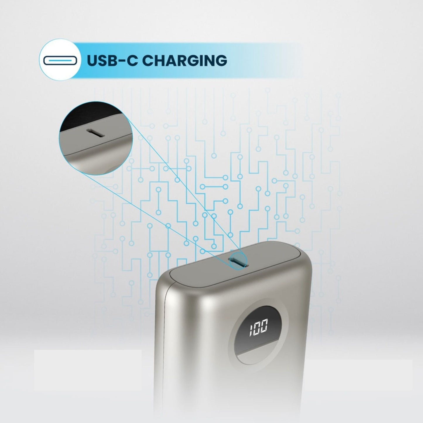 POWEROLOGY 10000mAh Power Bank with PD 20W, Power Dash 3.0, Ultra Compact & Light Design, Digital Display - Titanium