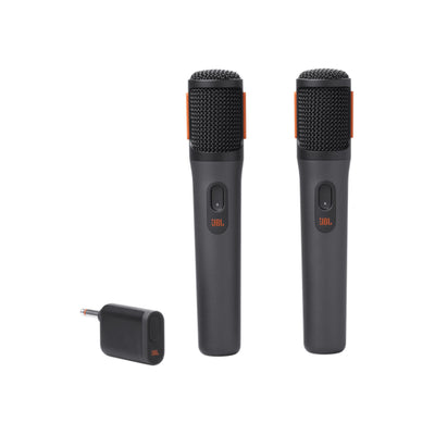 JBL PartyBox Wireless Mics, 16mm ECM Microphone Head, 600mAh Mic Battery, 700mAh Dongle Battery, Built-In Foam Pop Filter, Stable 2.4GHz Connection- Black