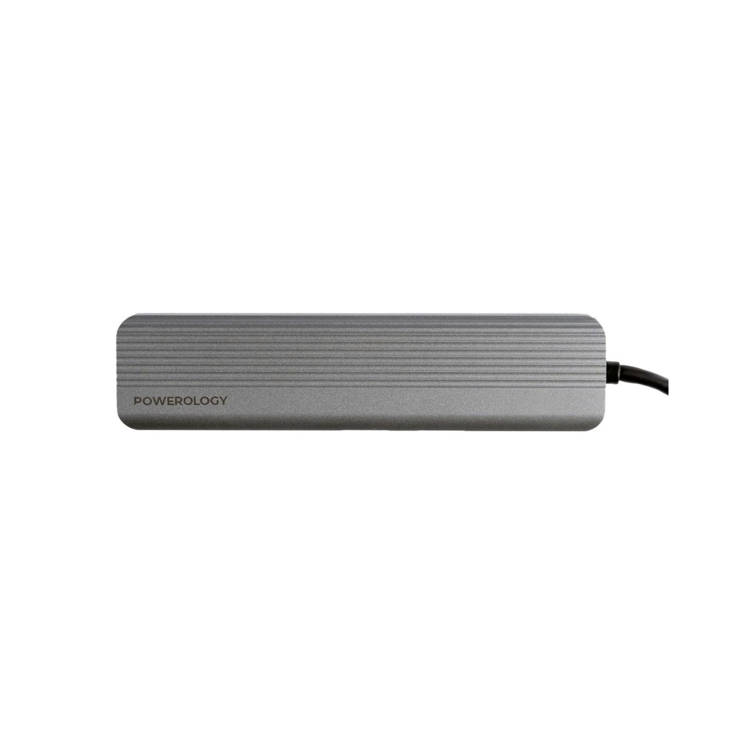 POWEROLOGY 6-in-1 Slim 4K HDMI USB-C Hub (10Gbps Data Transfer) PD 100W USB Micro SD_Grey