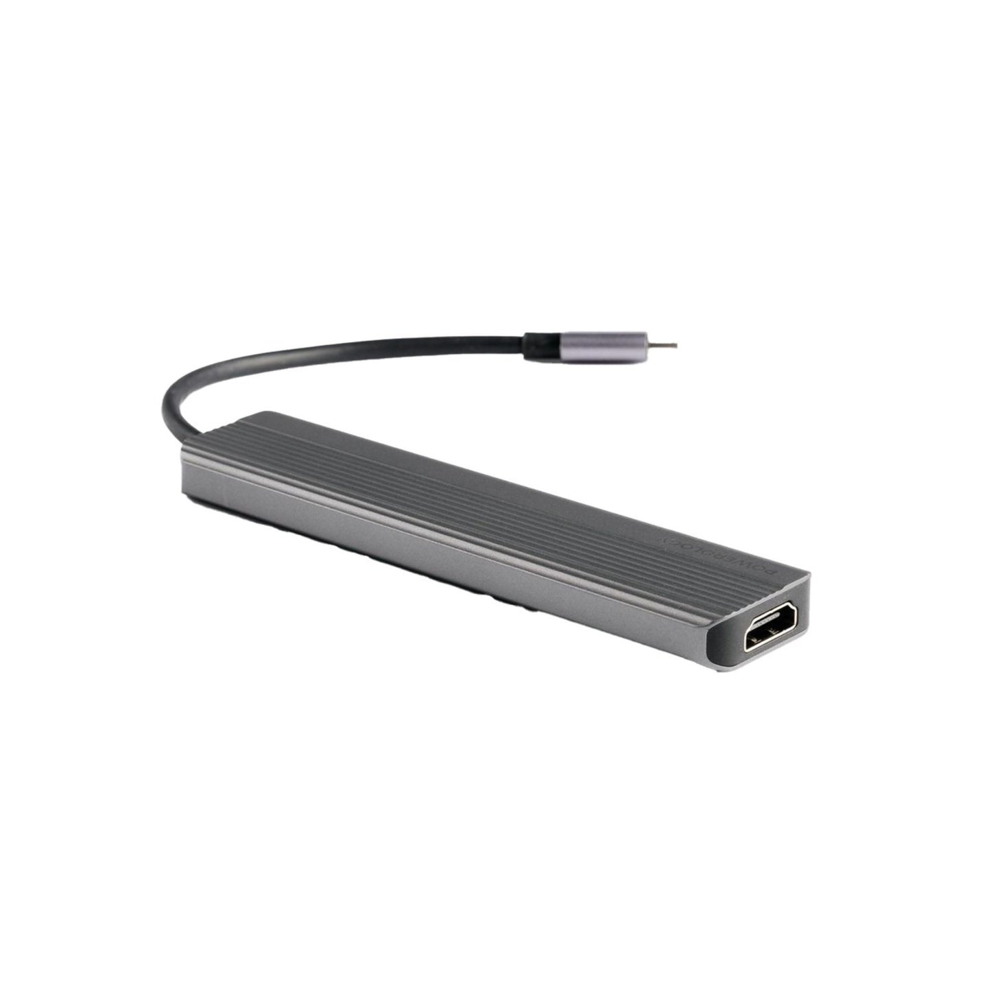 POWEROLOGY 6-in-1 Slim 4K HDMI USB-C Hub (10Gbps Data Transfer) PD 100W USB Micro SD_Grey