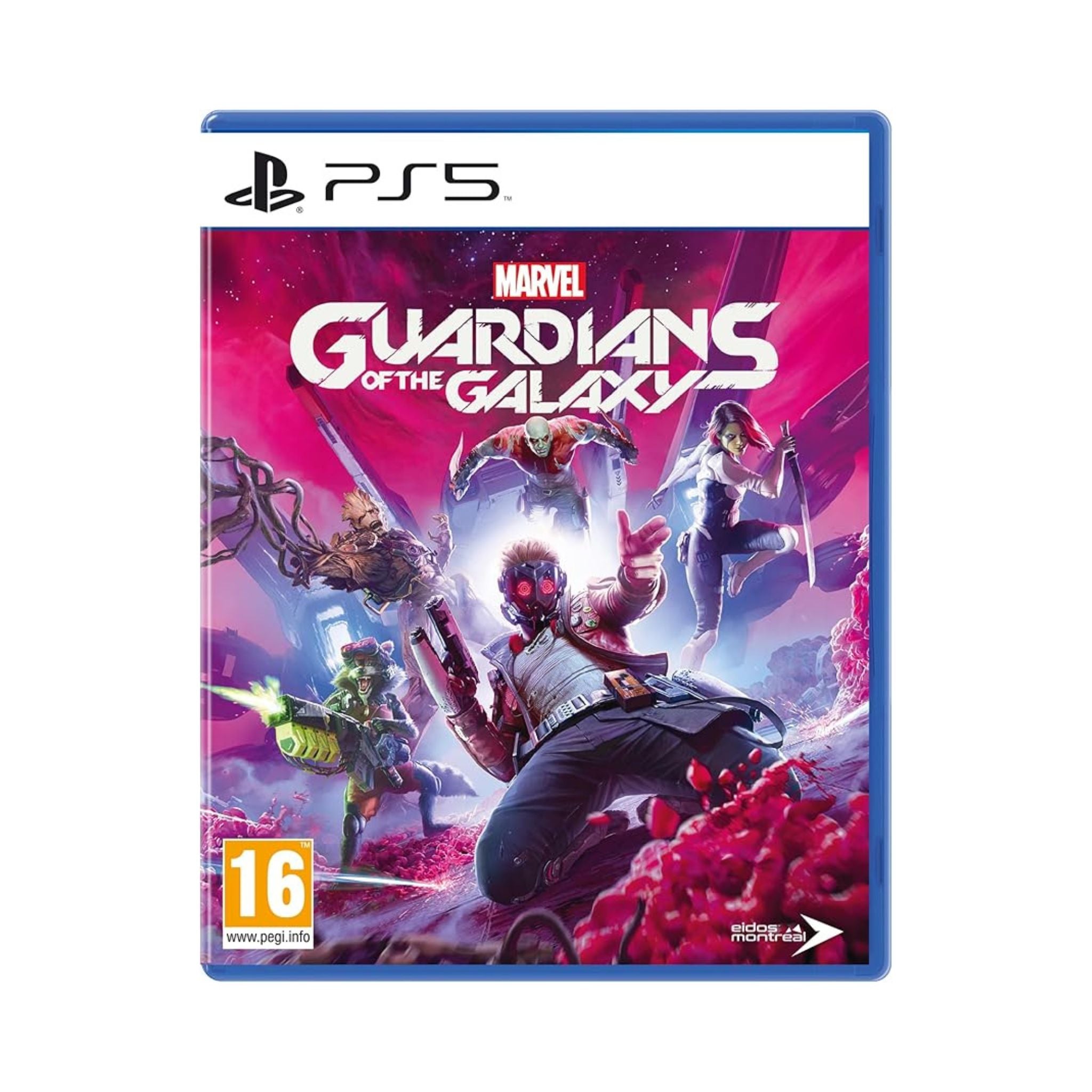 Marvel's Guardians of the Galaxy game case for PS5 on a white background