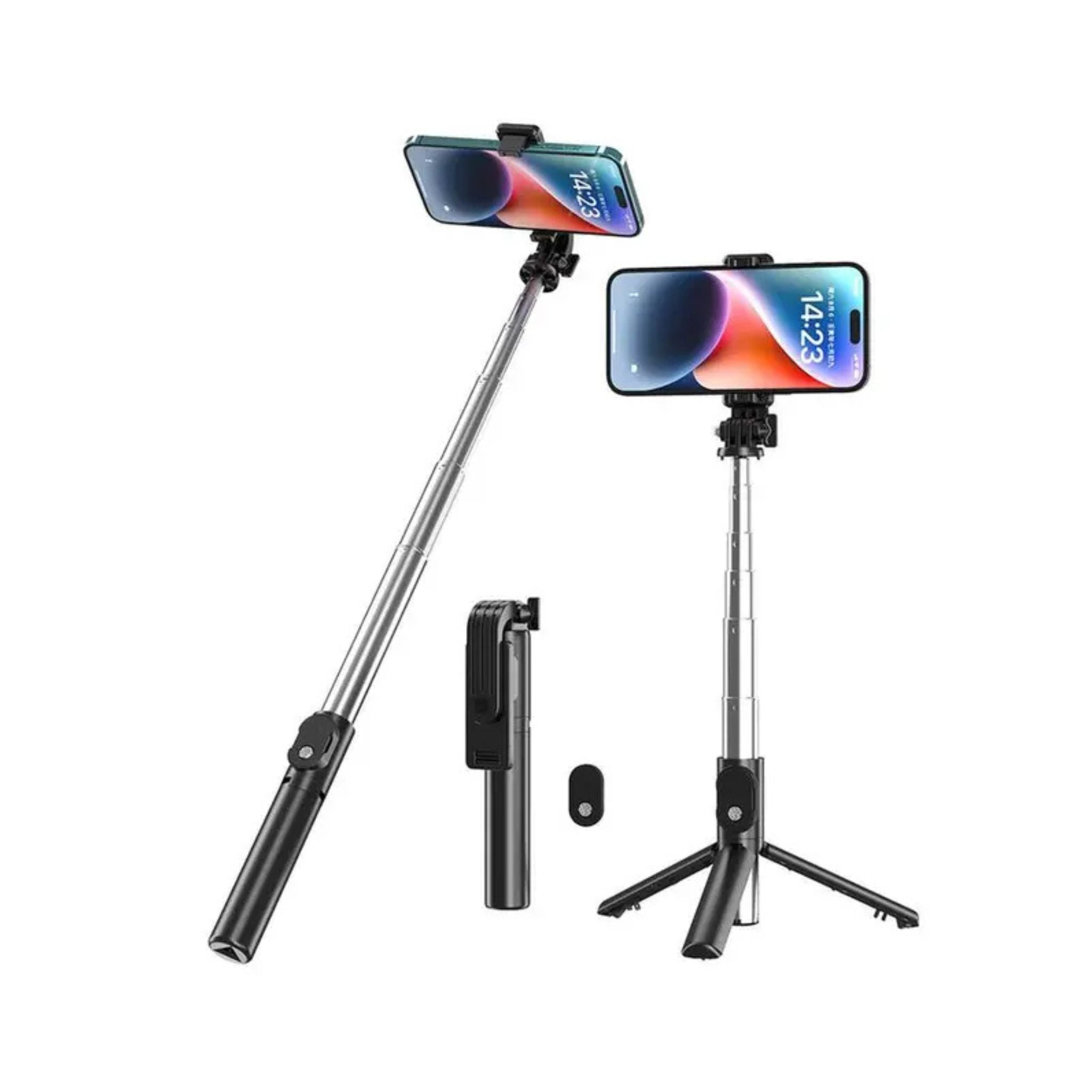 Green Lion Tripod Selfie Stick with Anti Slip Design, 360° Rotation, Foldable Tripod, 1 Click Selfie, 70mAh Battery Capacity - Black