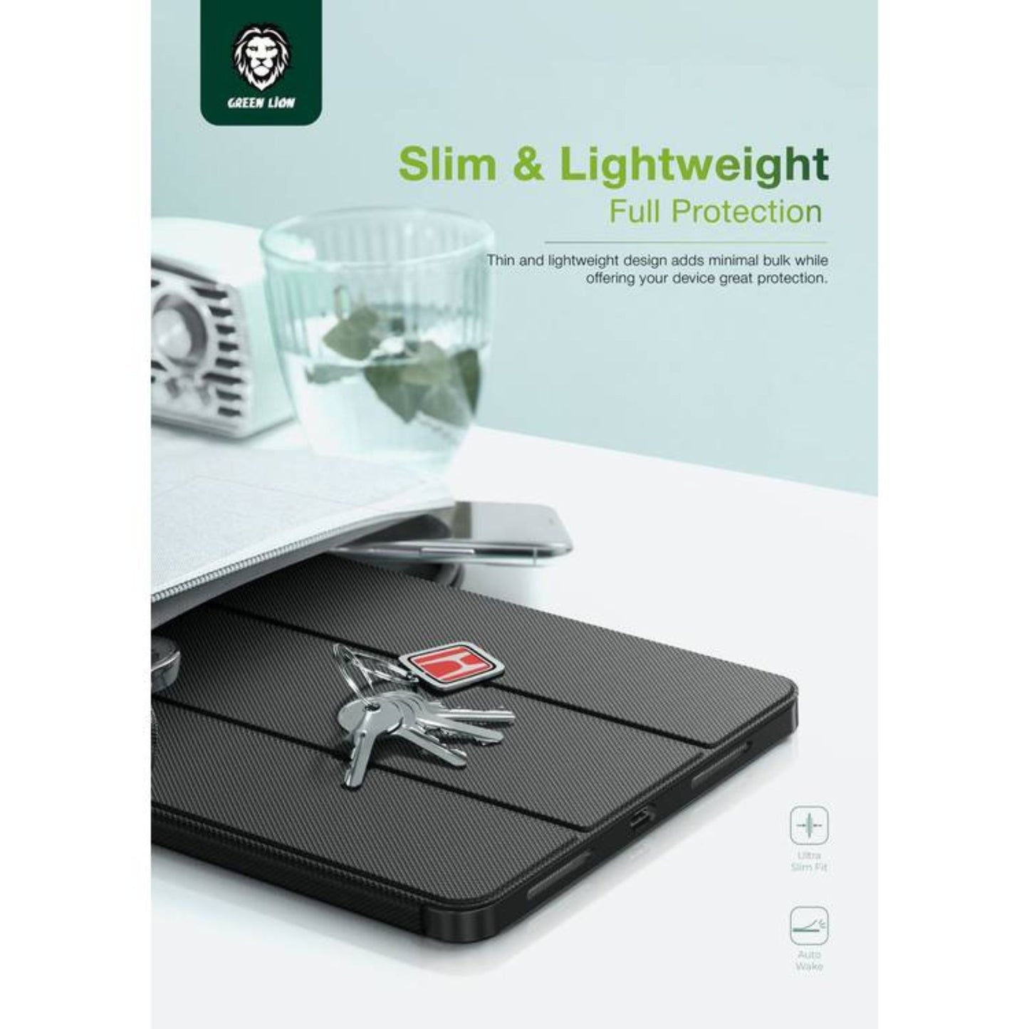 Green Lion Hogo Premium Case with Pencil Holder - Black - iPad Air 13
