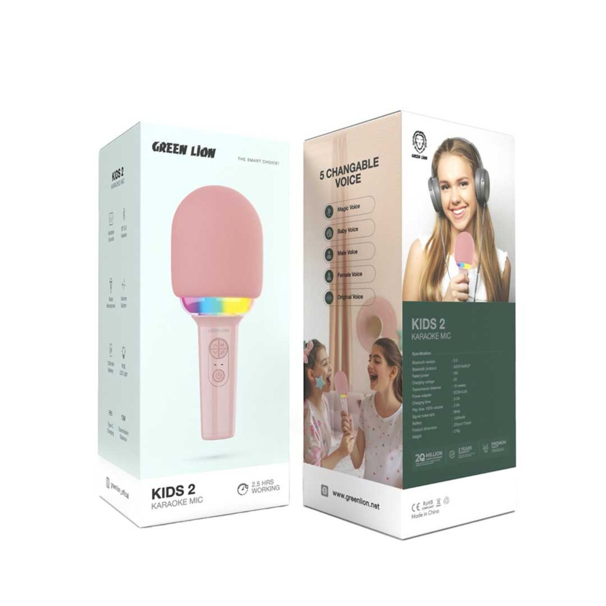 Green Lion Kids 2 Karaoke Mic - Pink