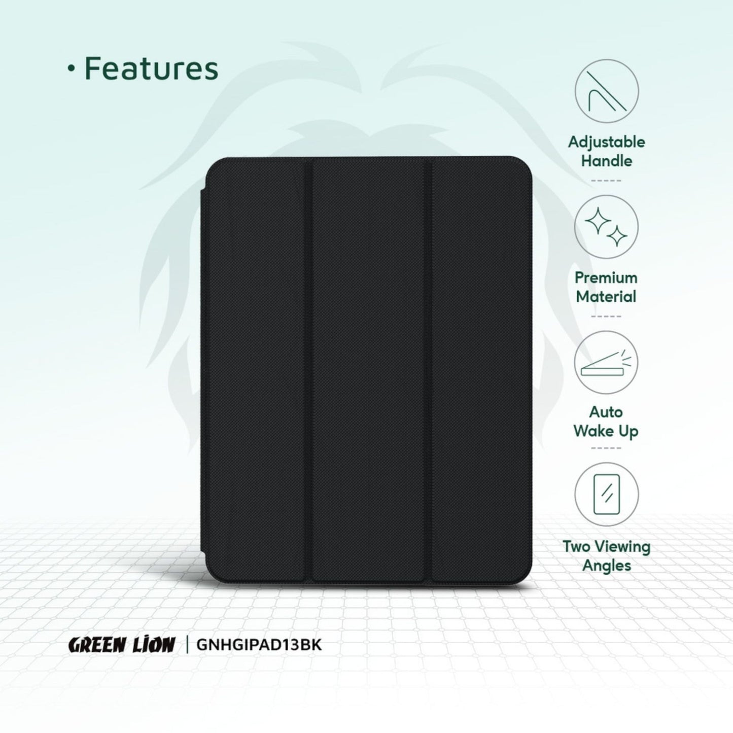 Green Lion Hogo Premium Case with Pencil Holder - Black - iPad Air 13