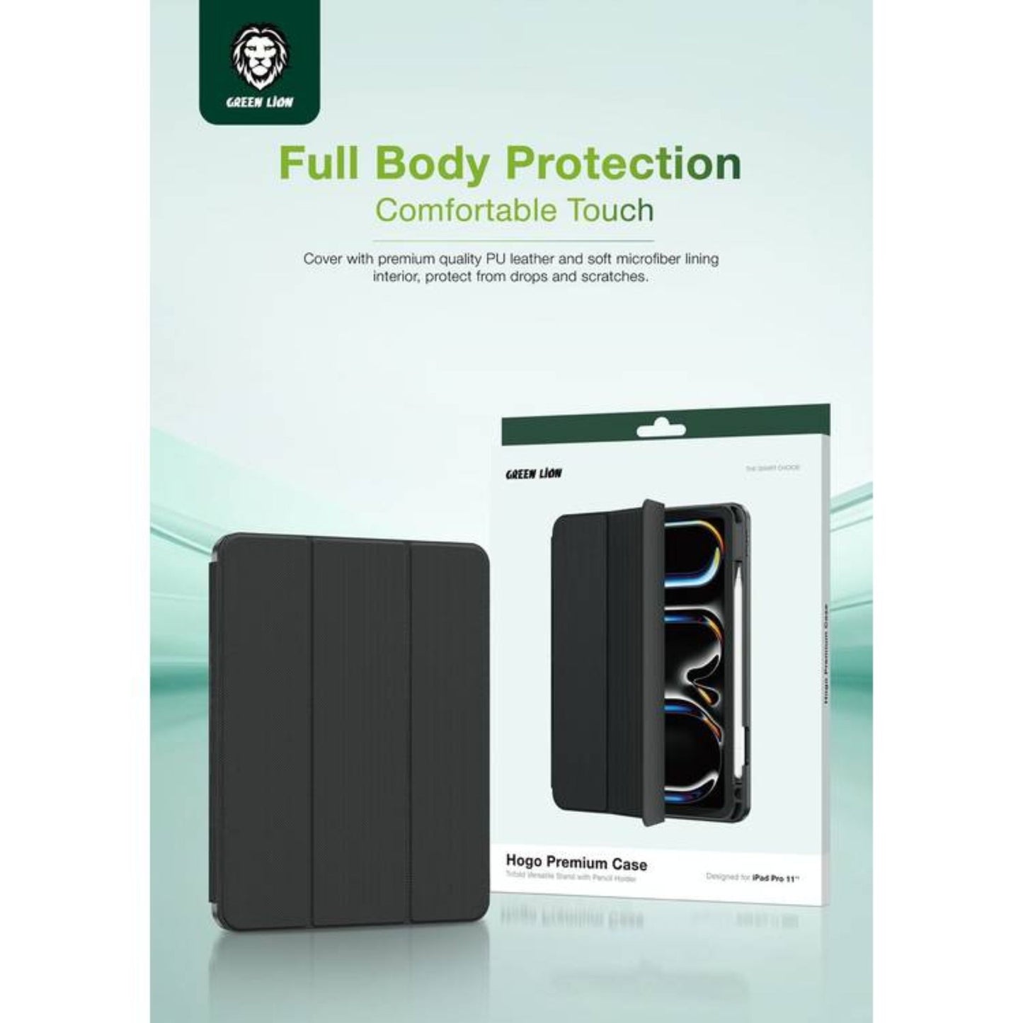 Green Lion Hogo Premium Case with Pencil Holder - Black - iPad Air 13