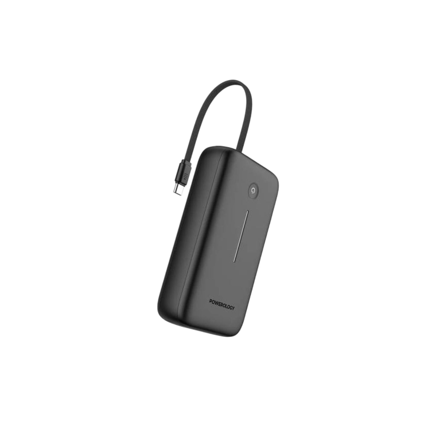 Powerology 20000mAh Power Bank with Detachable USB-C Wire, 30W Power Delivery, 3-Device Charging, Long Time Standby, Universal Phone Compatibility, Built-in Safeguards - Black
