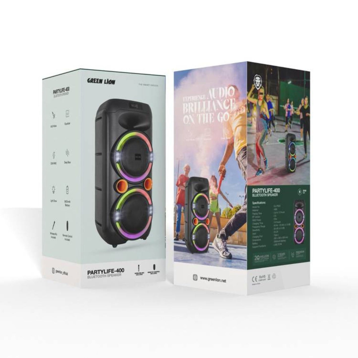 Green Lion PartyLife 400 Bluetooth Speaker with Bluetooth Version 5.0, Light Show and Deep Bass - Black