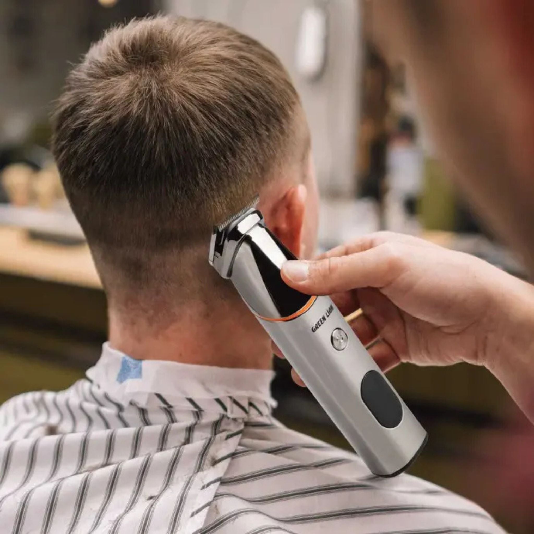 Green Lion 5-in-1 Multi-Function Hair Clipper Set with Multifunctional Replaceable Heads, LED Display, Cord and Cordless Functionality, 90 Minutes Working Time, Waterproof - Black