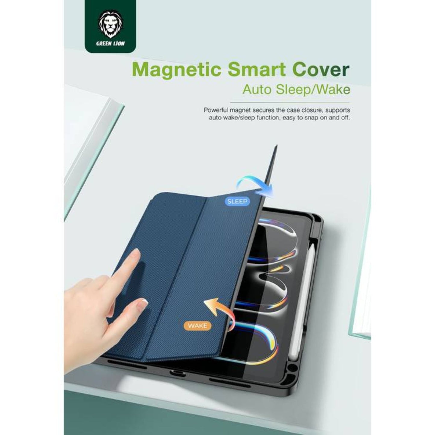 Green Lion Hogo Premium Case with Pencil Holder - Blue - iPad Air 13
