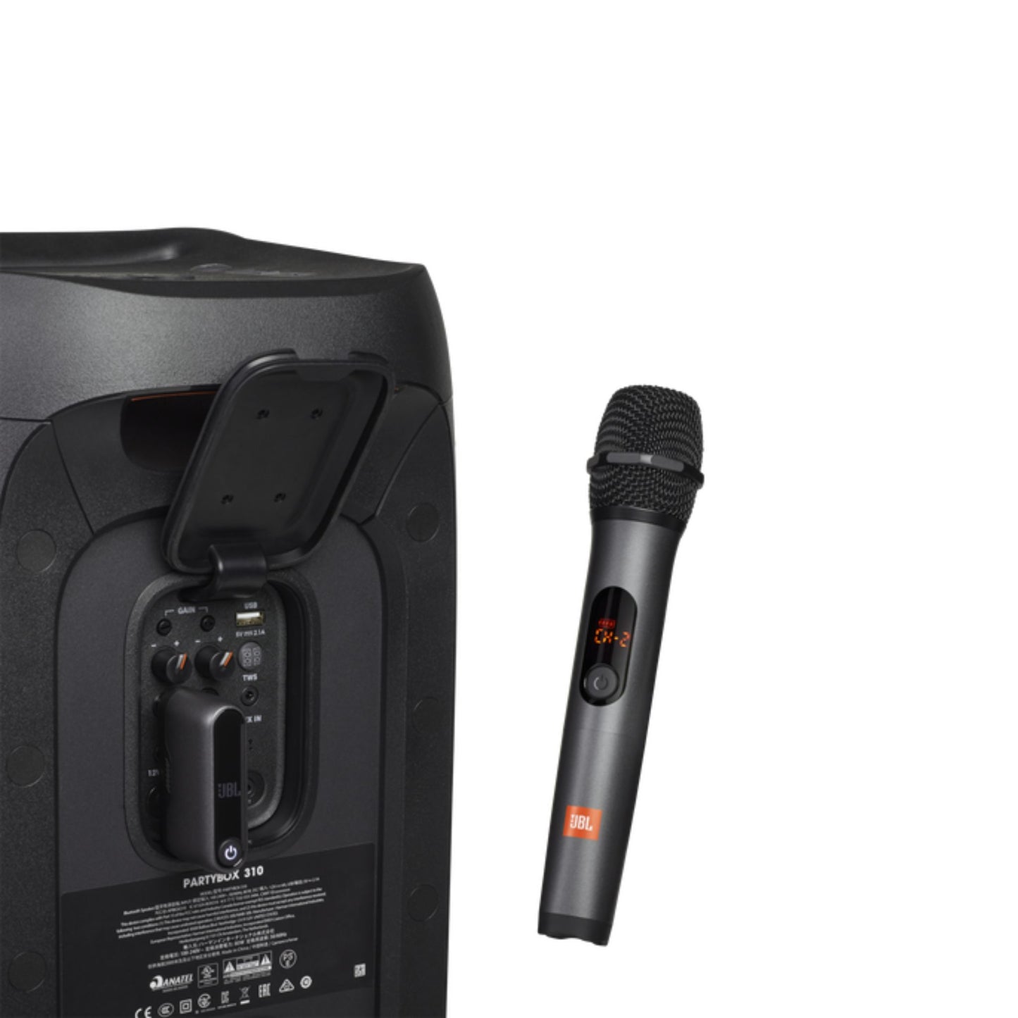 JBL Wireless 2 Microphone System, High Vocal Quality, Rechargeable UHF Dual Channel Wireless Receiver, 6H of Playtime, Plug and Play, Replaceable AA Batteries - Black, JBLWIRELESSMIC, Bluetooth