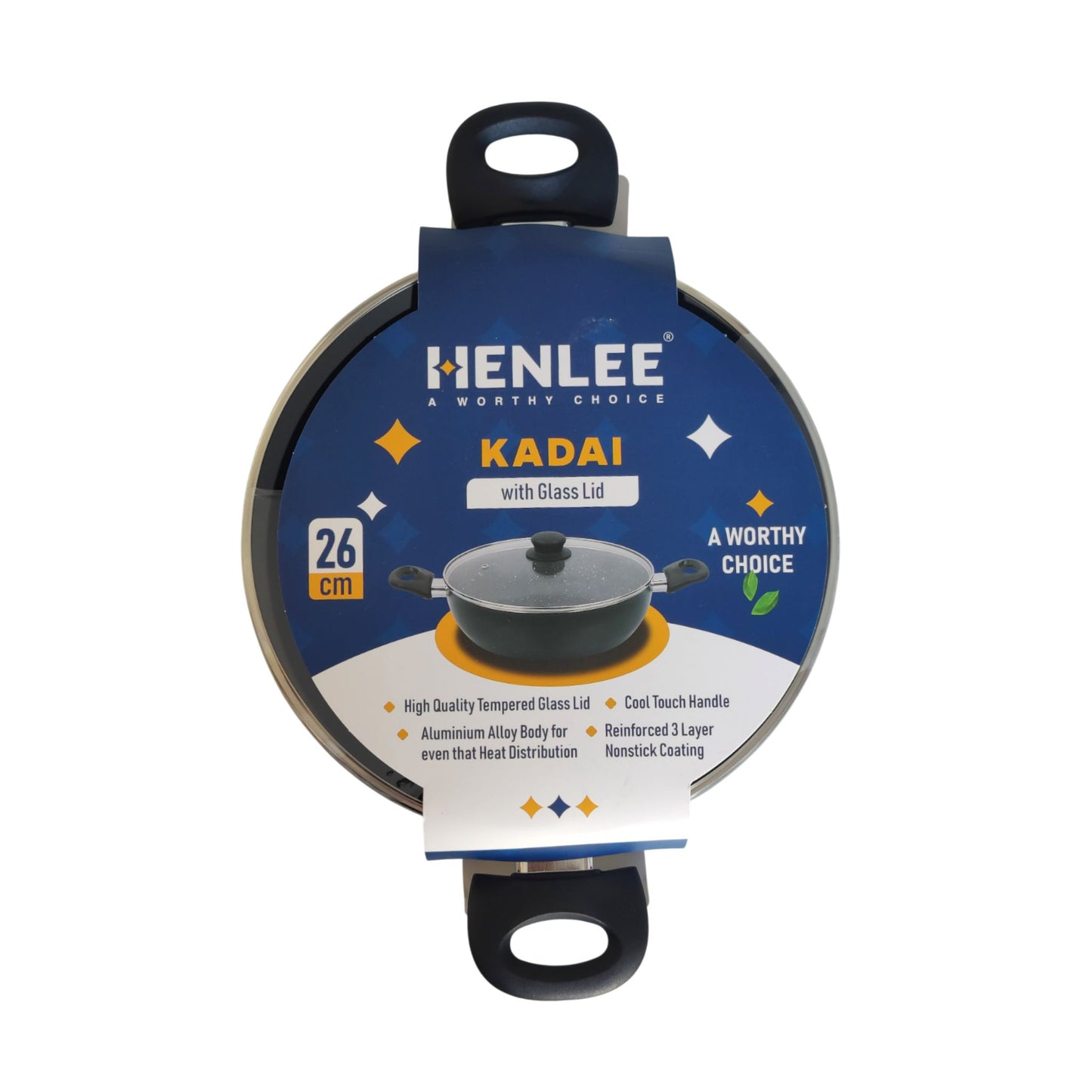 HENLEE Kadai With Glass Lid 26CM_NH7426