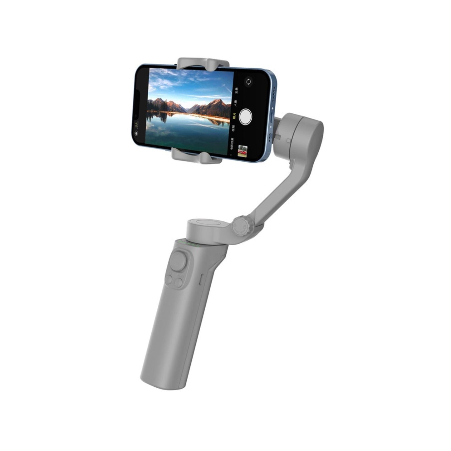 Porodo 3-Axis Gimbal Stabilizer With AI Face & Object Tracking, Rolling, Pitching & Pan Angles, Versatile Sooting Modes, 7 Hrs Continous Working Time, 2200mAh Built In Battery, Android/iOS App- Gray