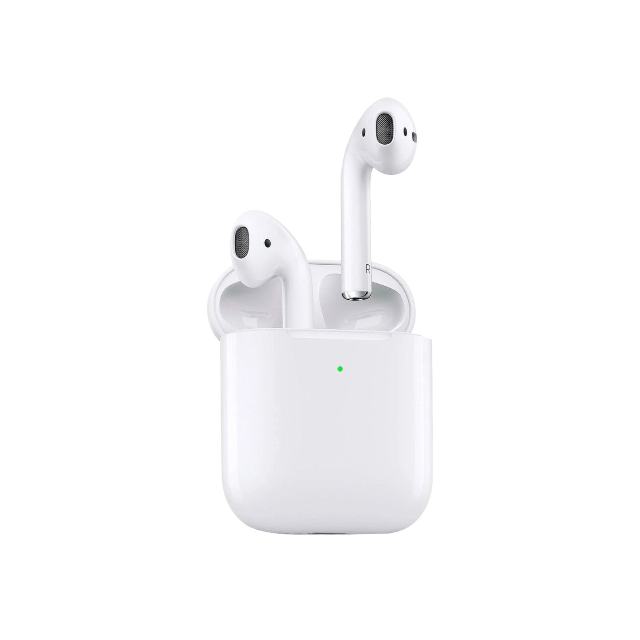 A pair of white Porodo Deep Bass Wireless Earbuds inside a charging case.