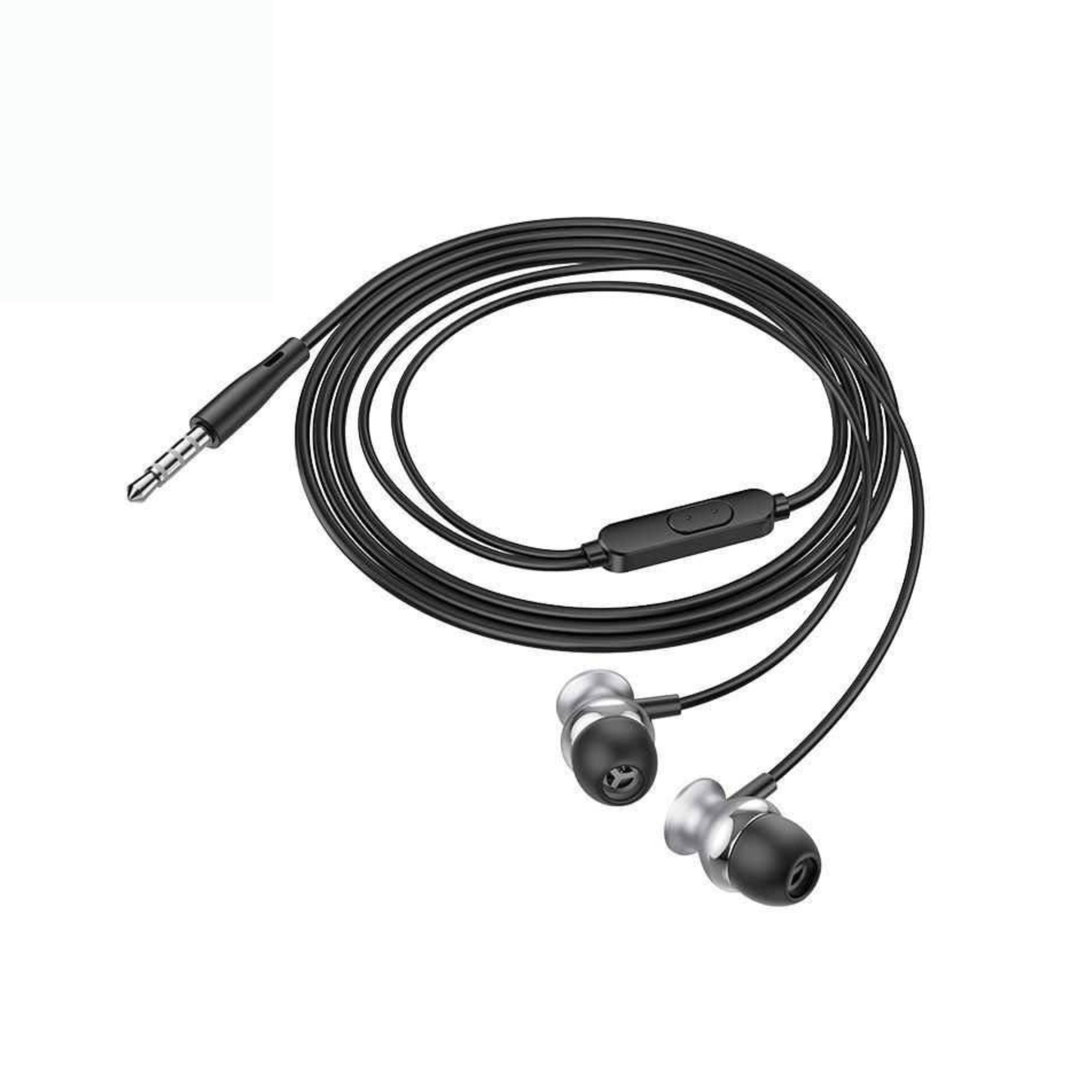 Green Lion Metal Wired Earphones with Crystal Clear Sound, Hi-Fi Audio, Chic Design, Premium Quality, 3.5mm Audio Jack, 10mm Speaker Size, High Elastic TPE Cable Material - Black