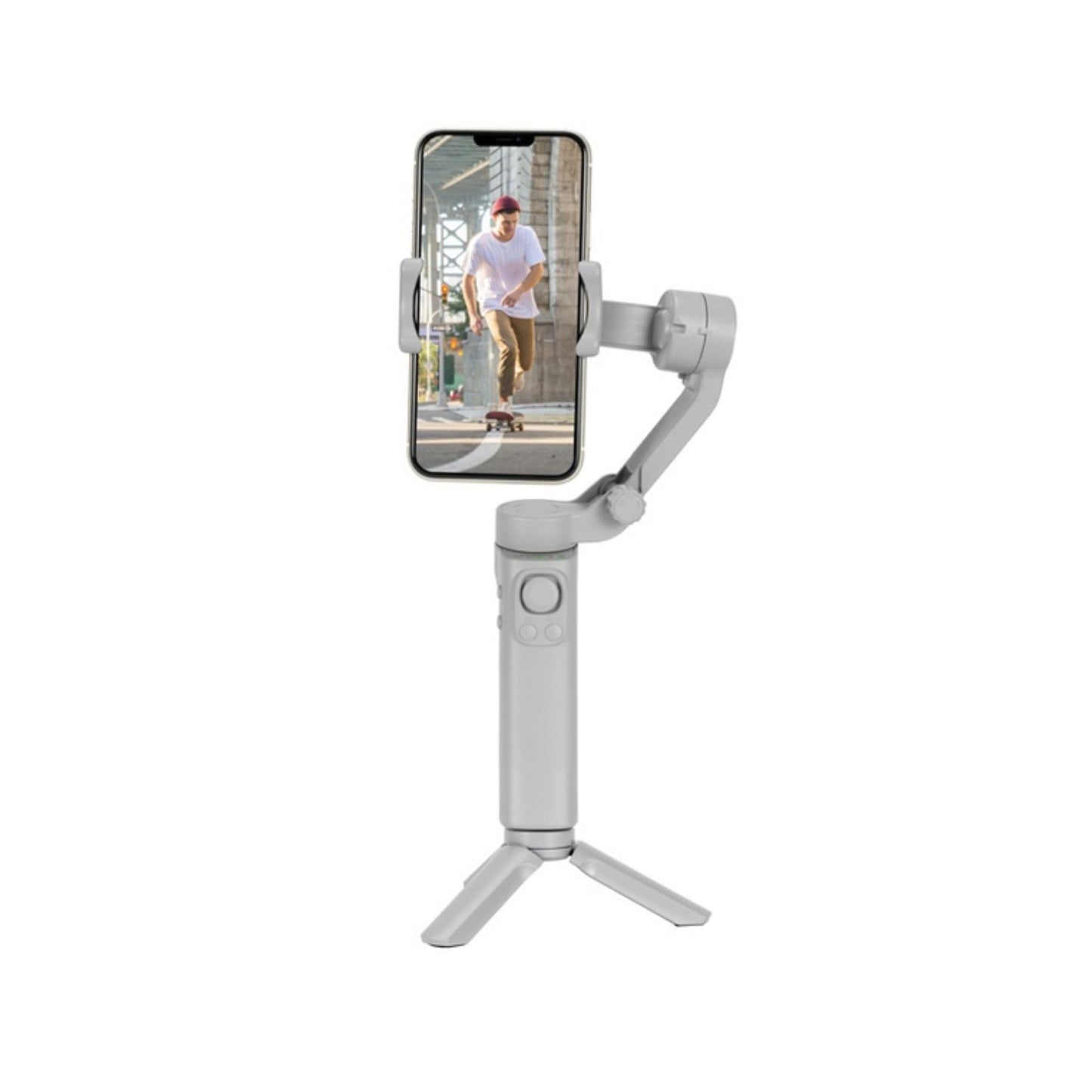 Porodo 3-Axis Gimbal Stabilizer With AI Face & Object Tracking, Rolling, Pitching & Pan Angles, Versatile Sooting Modes, 7 Hrs Continous Working Time, 2200mAh Built In Battery, Android/iOS App- Gray