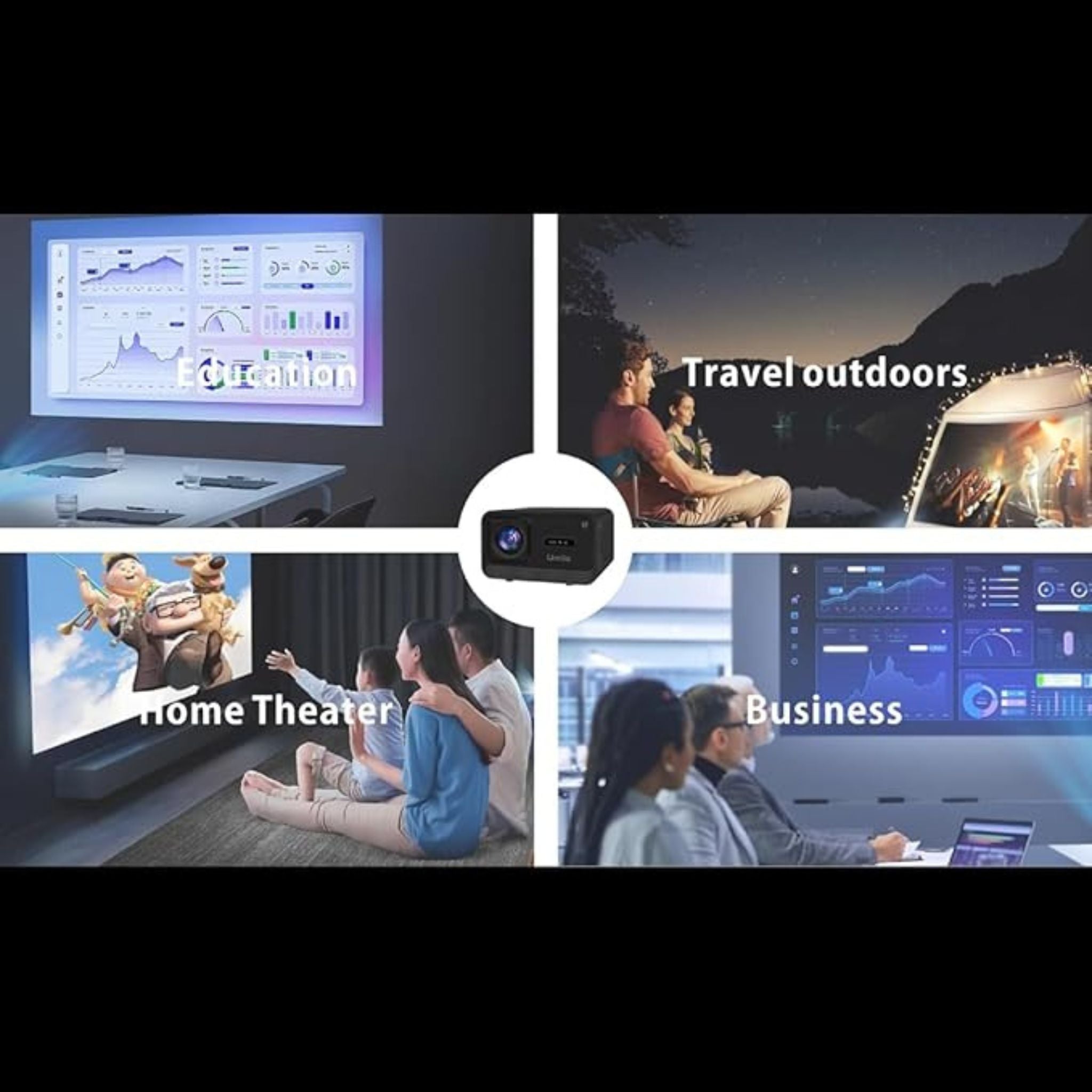 Umiio Smart Home Theater U8 Pro 4K Projector 5G WIFI and Bluetooth Electric Focus Projector for Movies and Games