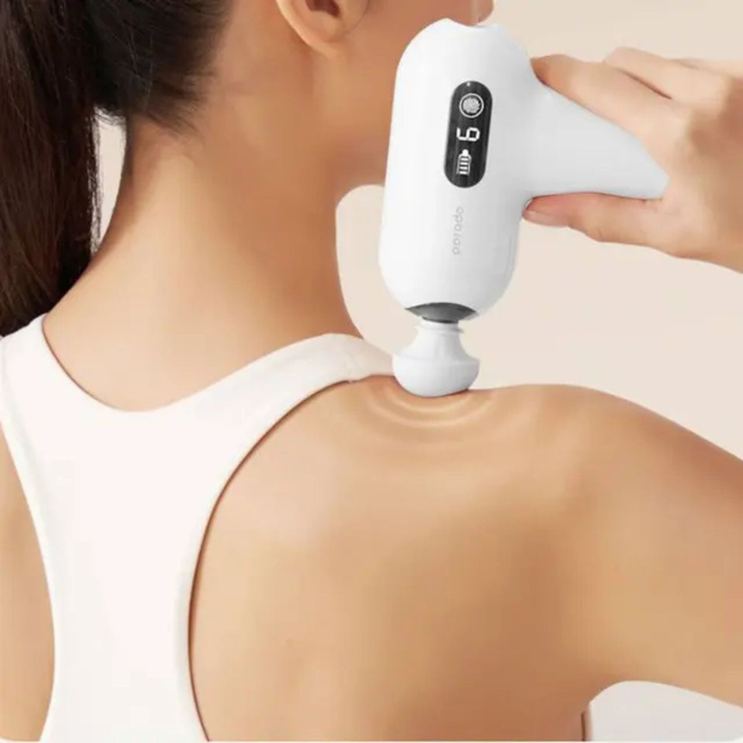 Porodo Lifestyle Active Precision Massager, Portable & Lightweight, Digital Touch Display, 6 Adjustable Speed, Low Noise Design, 4 Hours Working Time, 6mm Massage Stroke - White