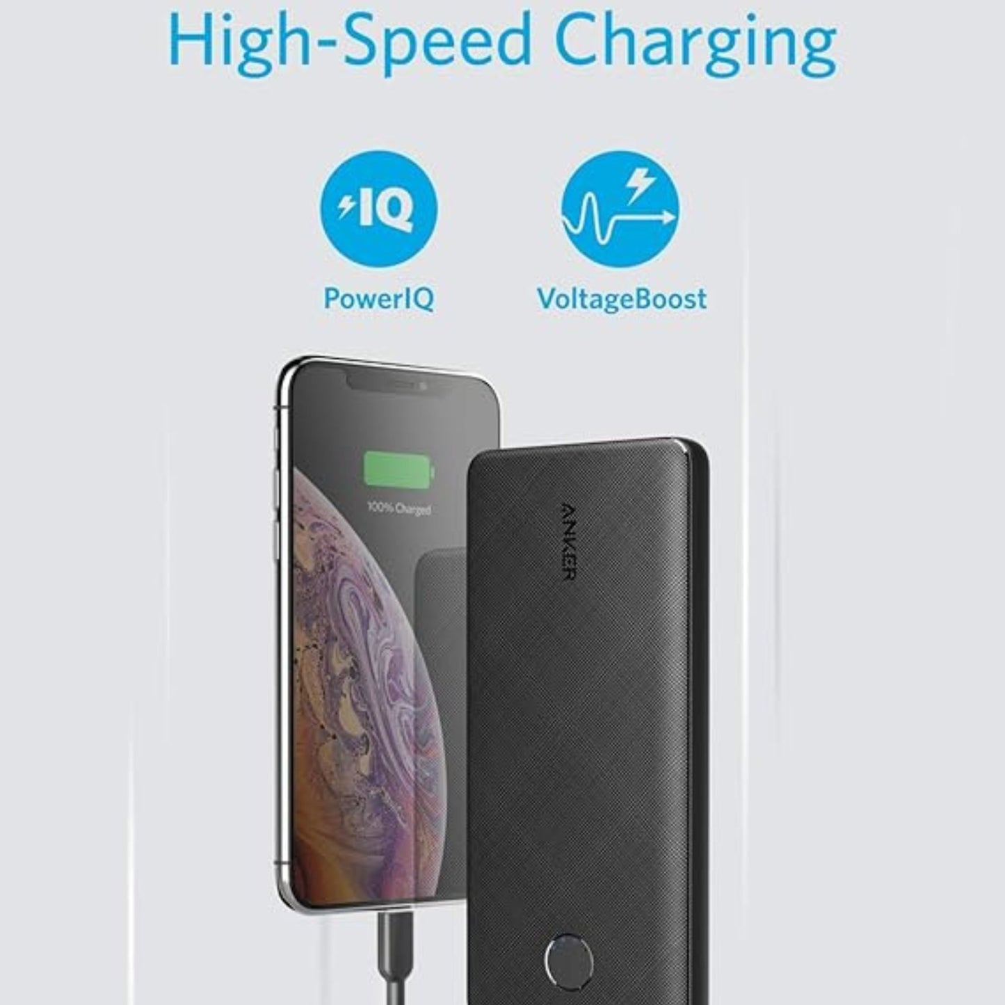 ANKER PowerCore Ultra Slim Portable Charger, Ultra-Compact 10000mAh External Battery, High-Speed PowerIQ and Voltage Power Bank