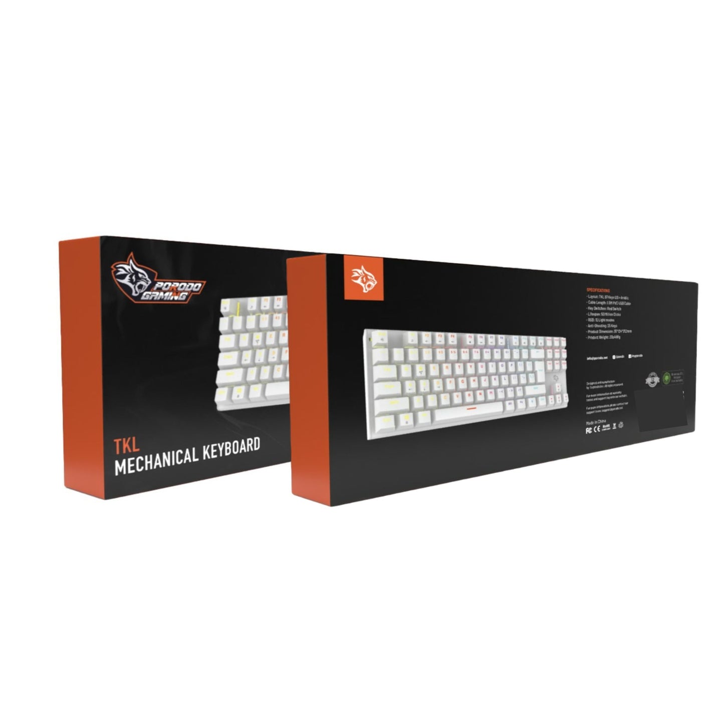 Porodo Gaming Mechanical keyboard with suspending keycaps - White