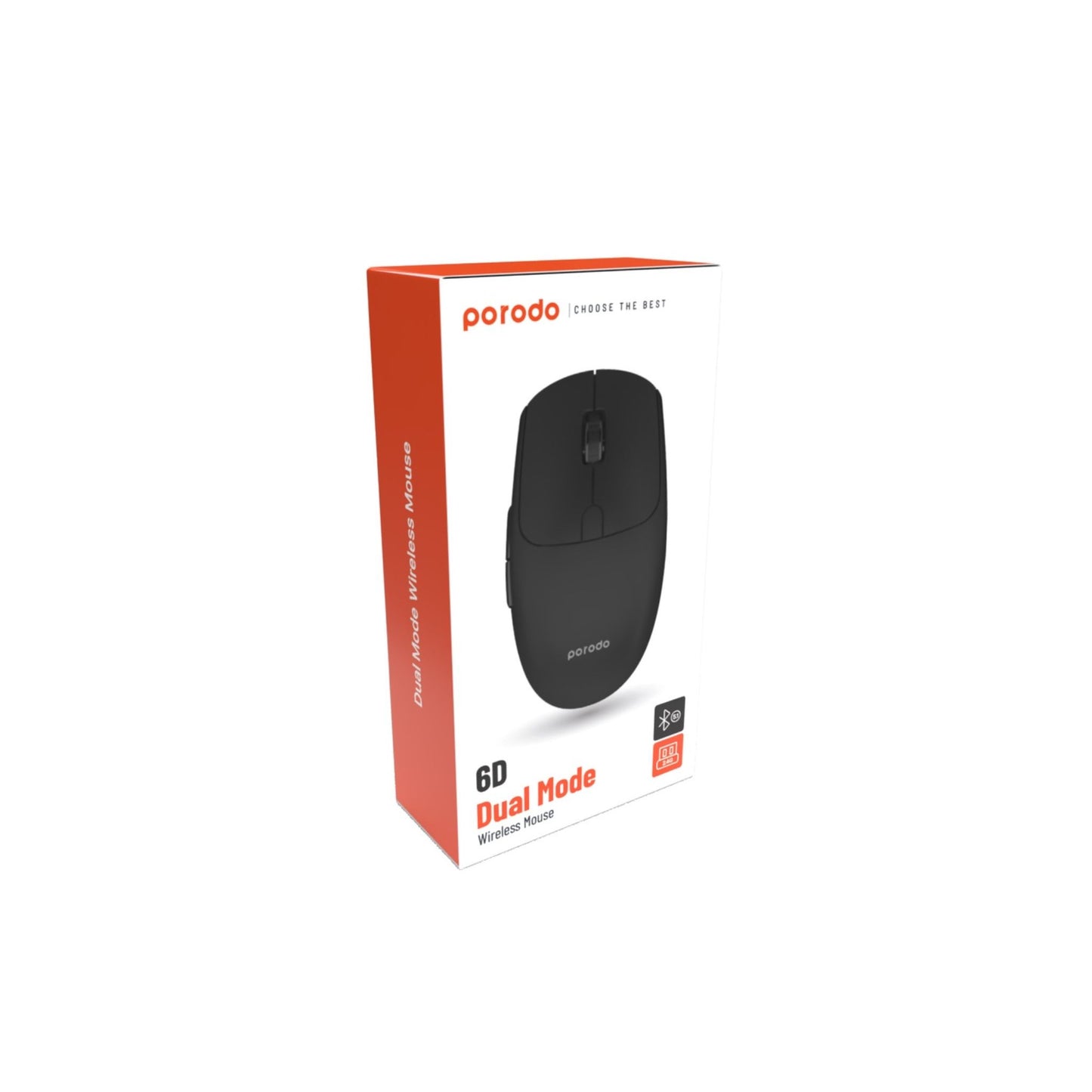 Porodo 6D 2 in 1 2.4G Wireless Office Mouse(Bluetooth 5.1,500mAh 3.7V)_Black