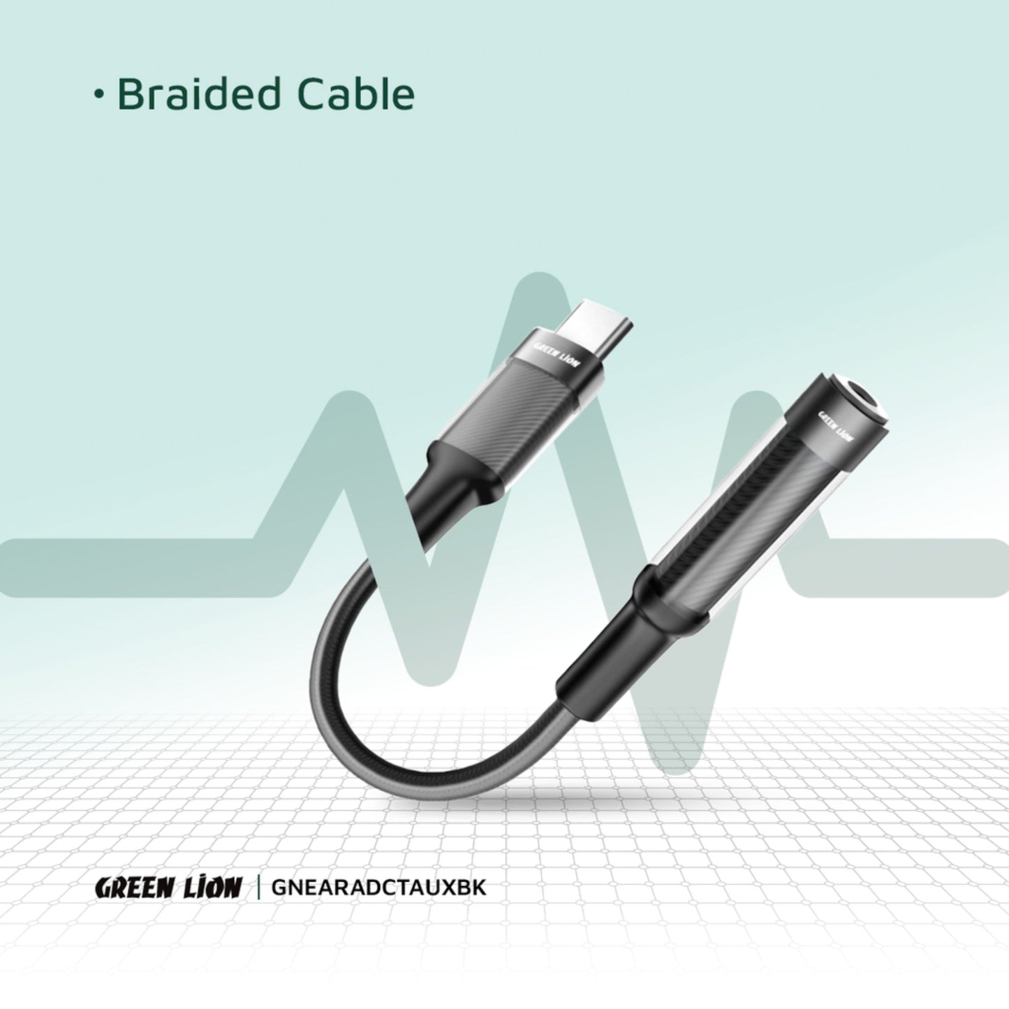 Green Lion Earphone Adapter USB-C to 3.5 Aux 12CM - Black