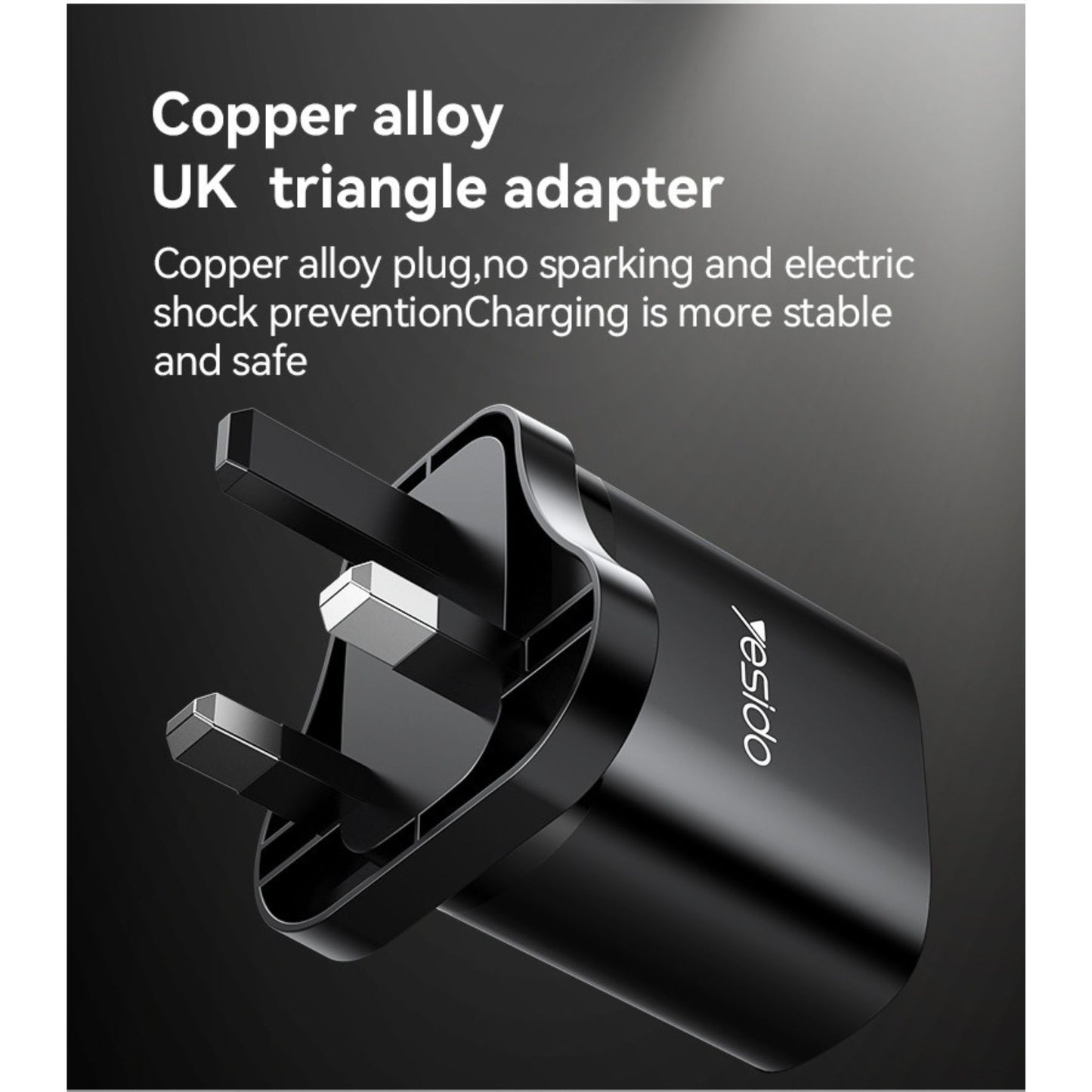 YC55 Yesido Dual Interface PD 20W Fast Charging Safe And Fast UK Triangle Charger Adapter With C To C Cable