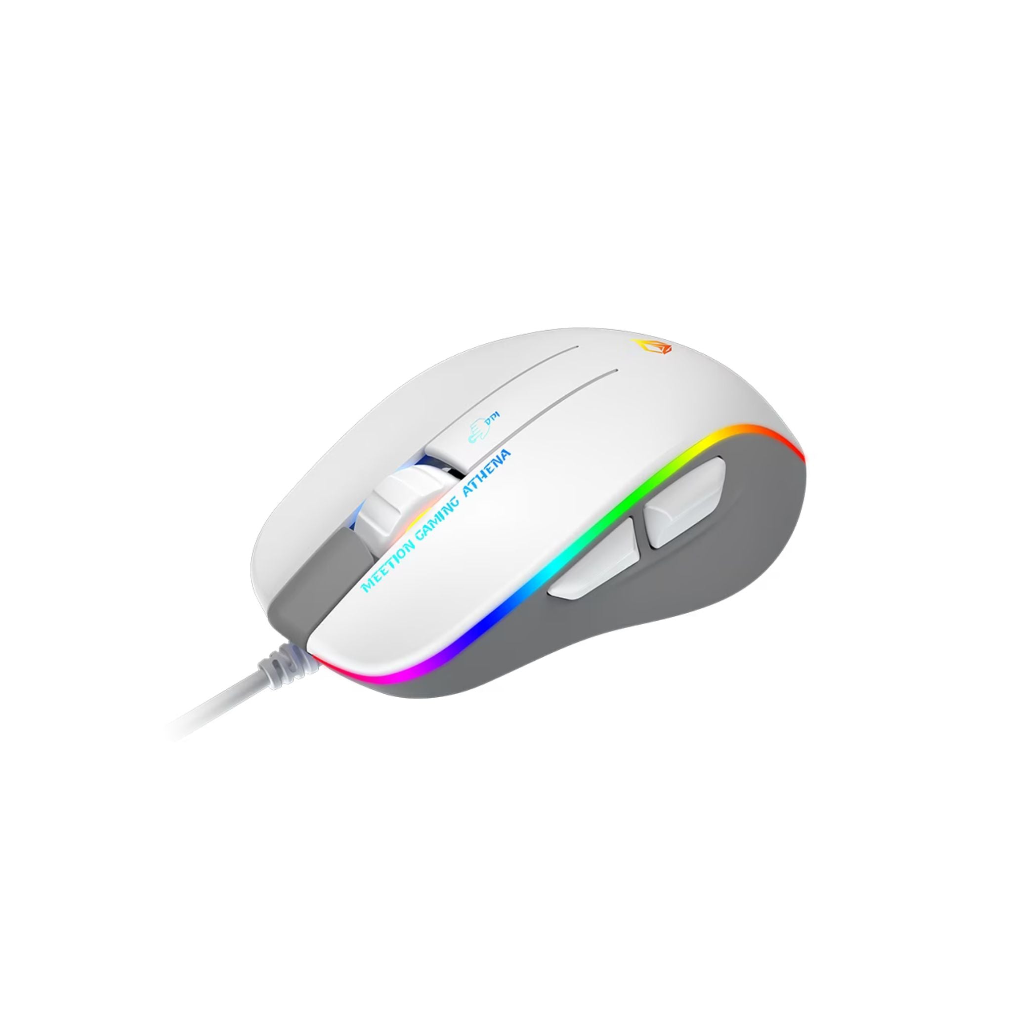 Meetion 2023 RGB Circulation Backlit Gaming Mouse GM23 RGB circulation Backlit Gaming temperament ergonomic design for right hands DPI is adjustable to meet the needs of all kinds of games (White)