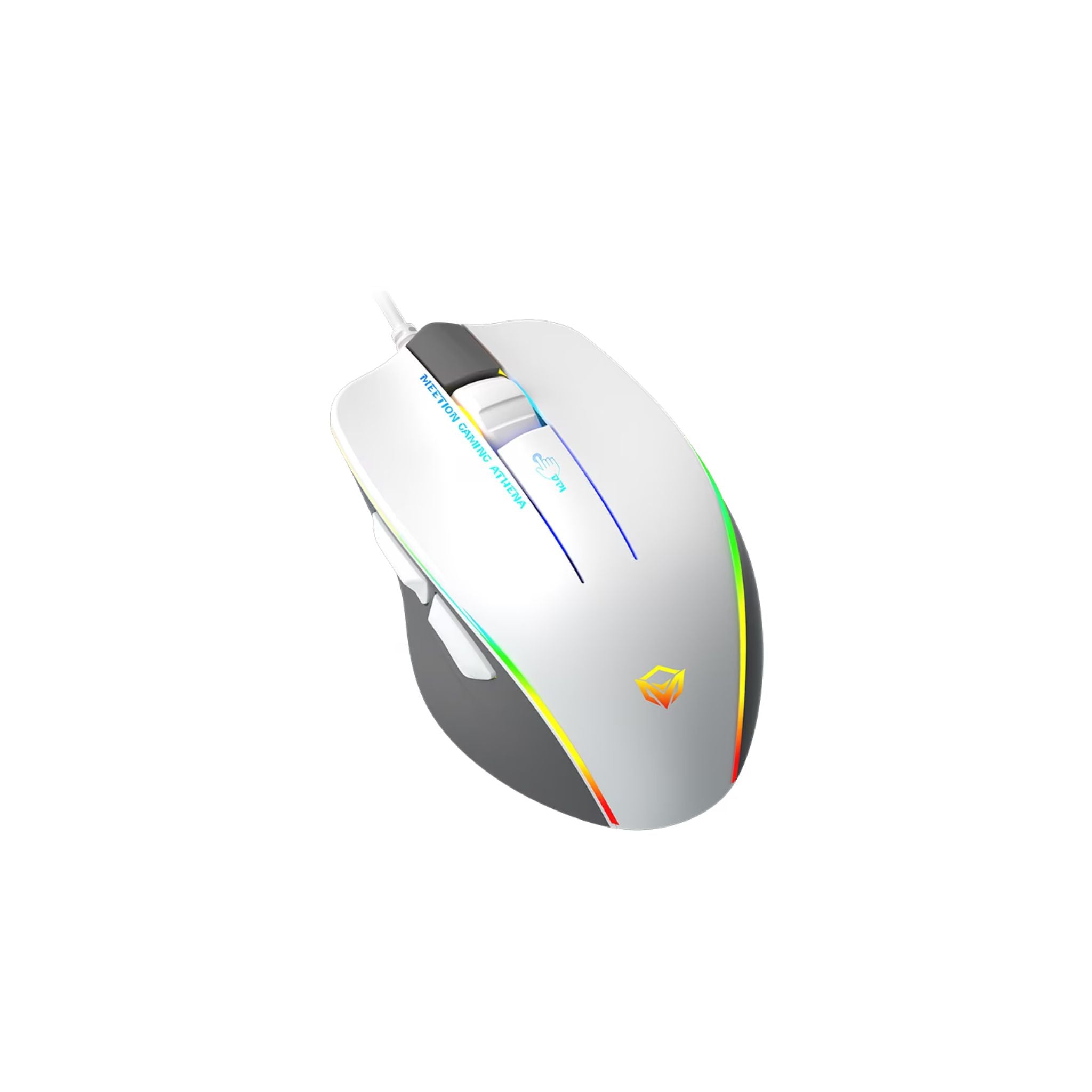 Meetion 2023 RGB Circulation Backlit Gaming Mouse GM23 RGB circulation Backlit Gaming temperament ergonomic design for right hands DPI is adjustable to meet the needs of all kinds of games (White)