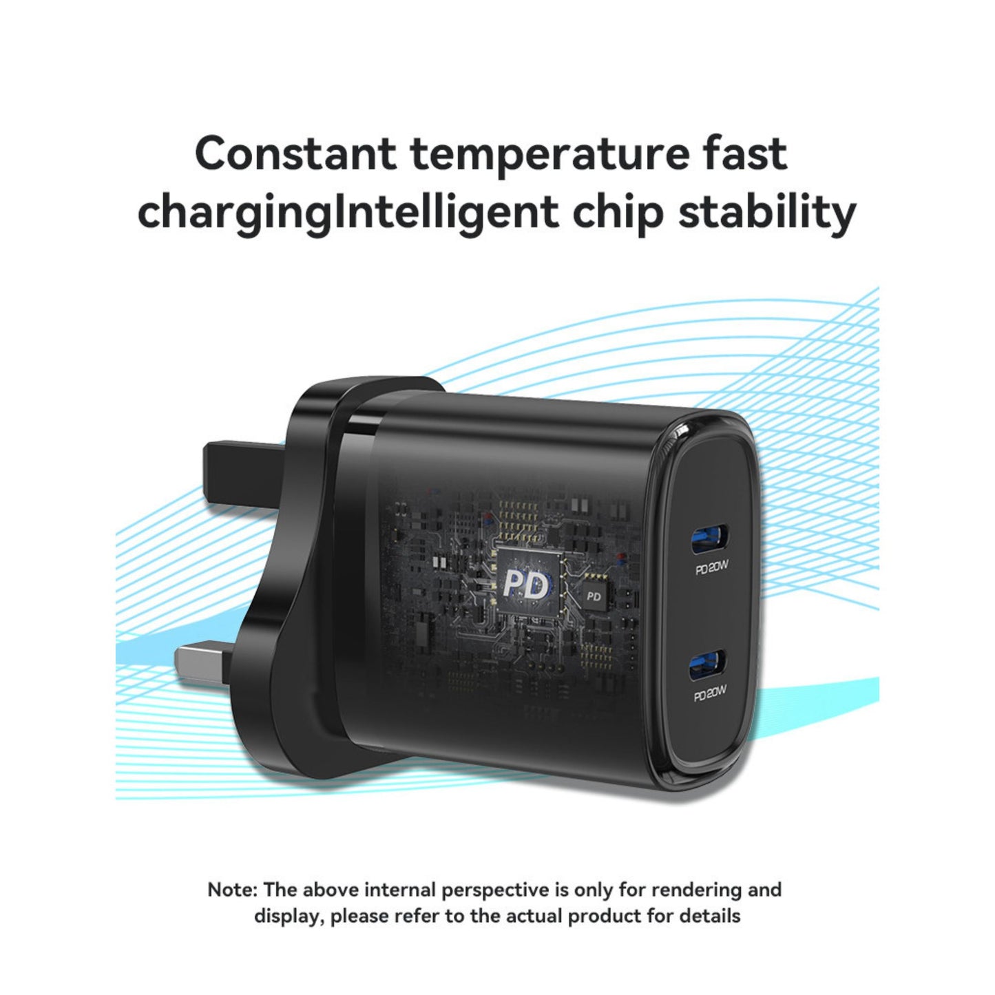 YC55 Yesido Dual Interface PD 20W Fast Charging Safe And Fast UK Triangle Charger Adapter With C To C Cable