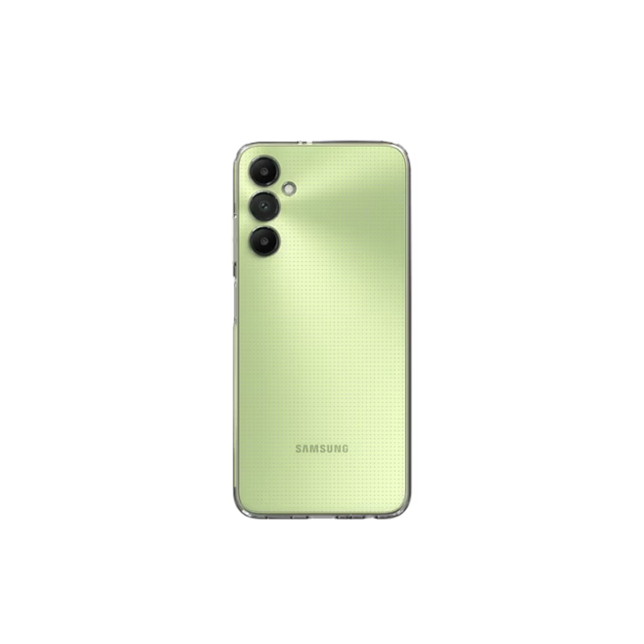 Green Samsung smartphone on a white background