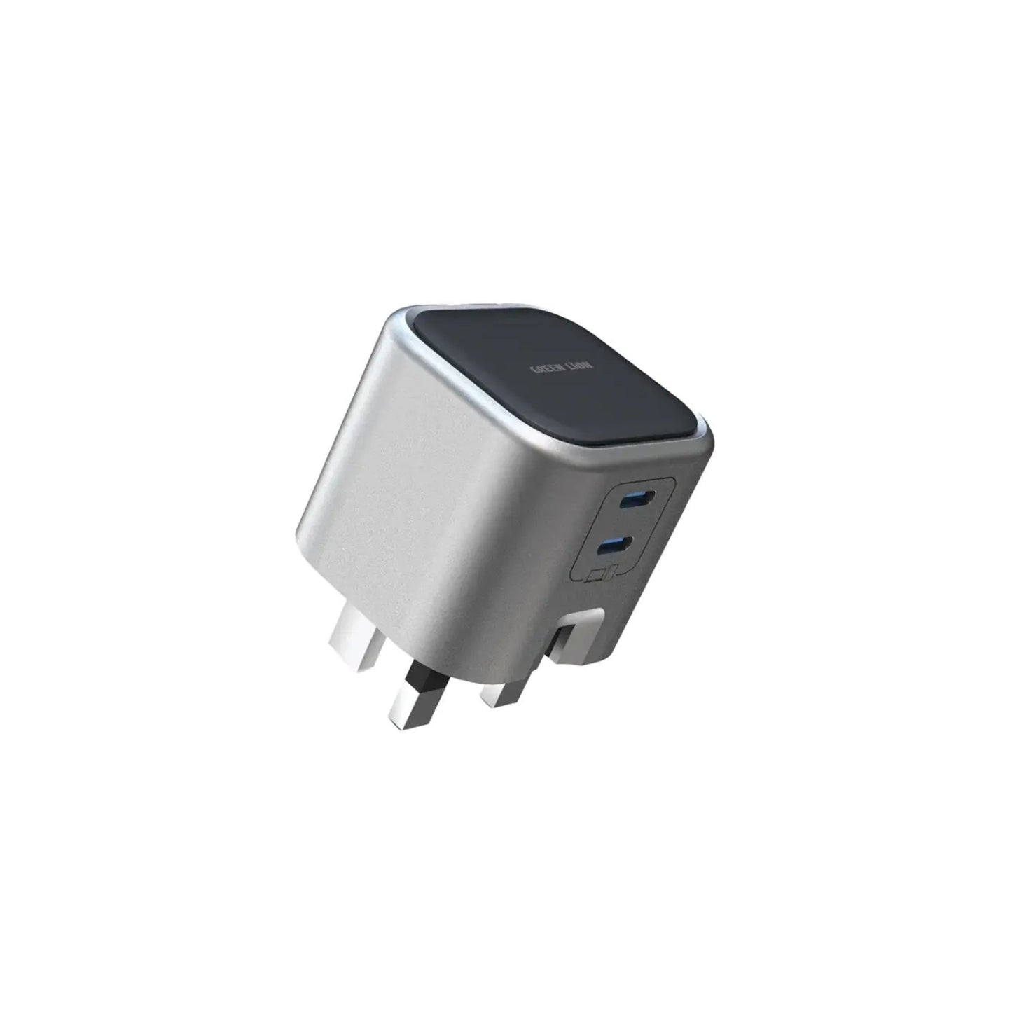 Green Lion GaN Adapter 45W Power Delivery with Dual USB-C Ports, Fast Charge, Multiple Protection, Breathing Light, Multi-Device Compatible, PC Flame Retardant Material - Gray
