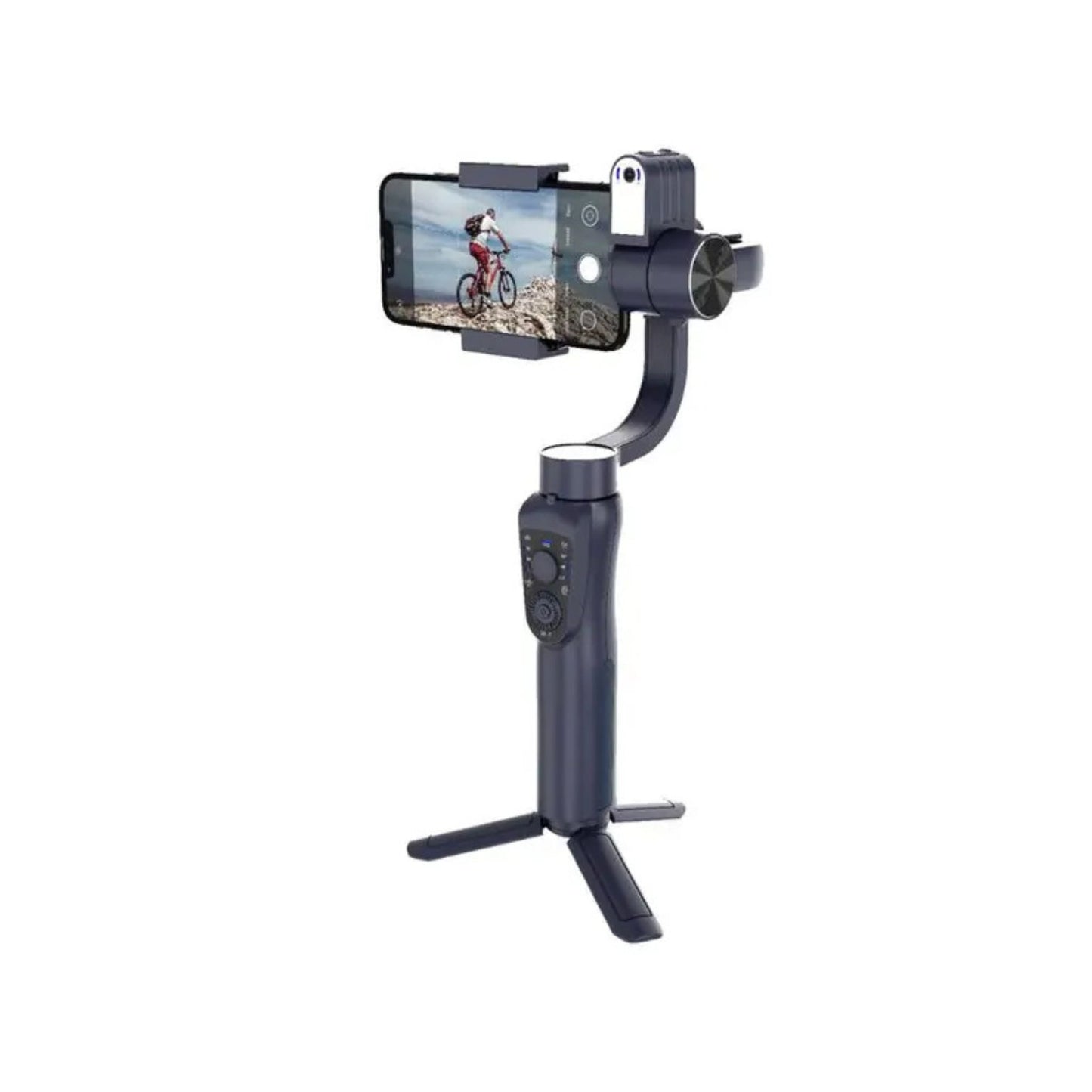 The Porodo 3-Axis AI Tracker & Light Gimbal Stabilizer with Built-In Tripod, Object Tracking, Power Bank Function, 210 Minuets Charging Time - Black