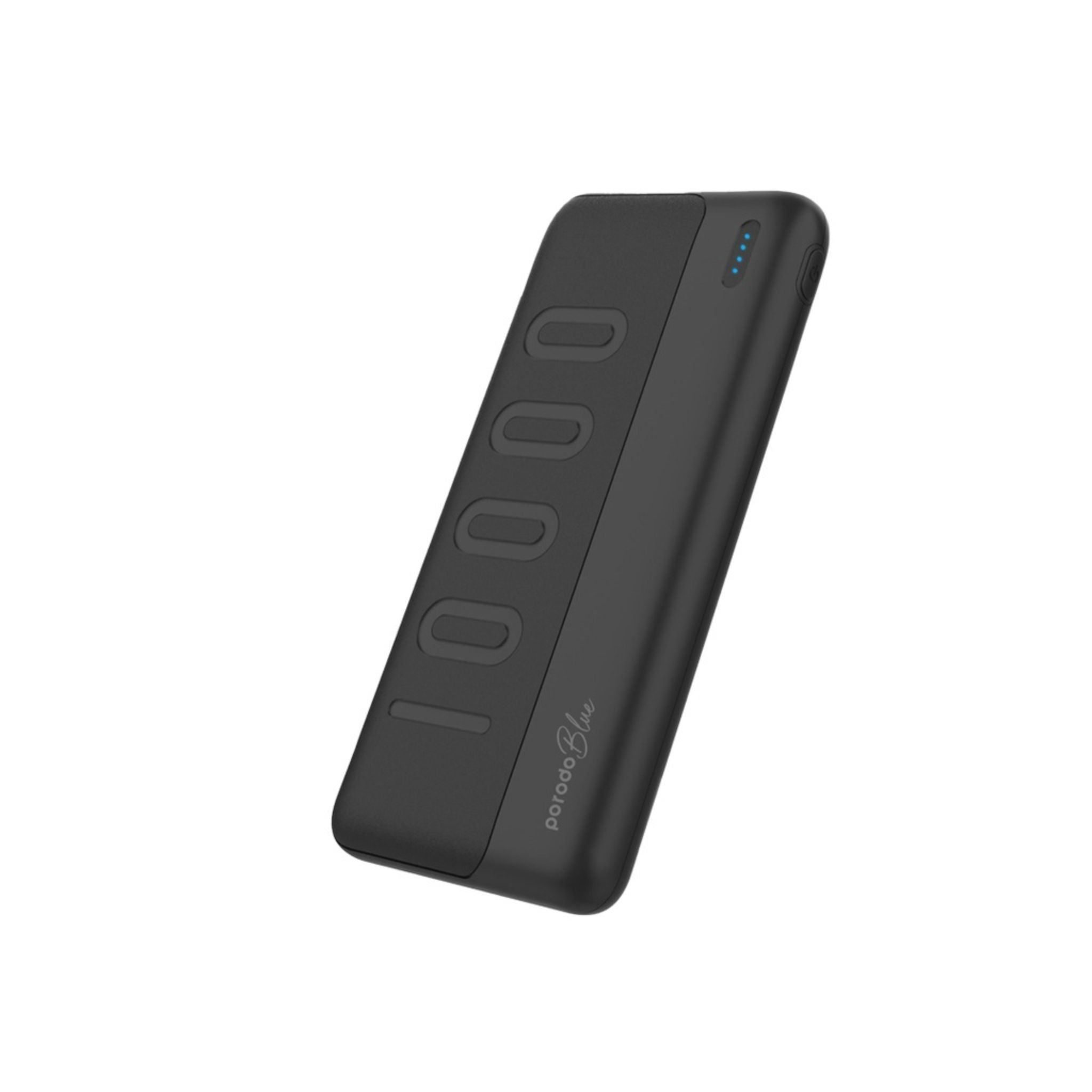 Porodo Blue 10000mAh Slim Power Bank with Dual USB-A Output, Lightweight & Compact Design, Type-C Input, LED Indicator - Black