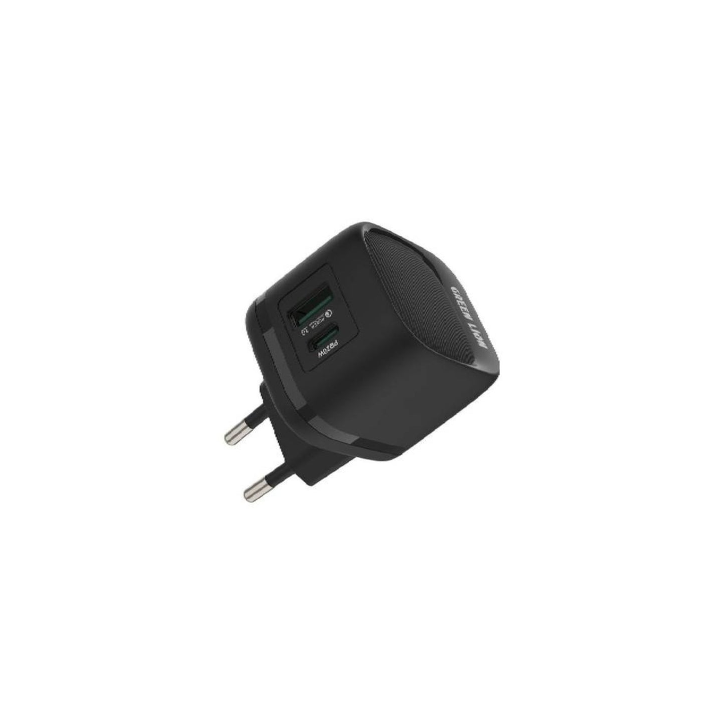 Green Lion PD20W+QC Wall Charger With USB-C To USB-C Cable 1M EU, Charging Protection - Black